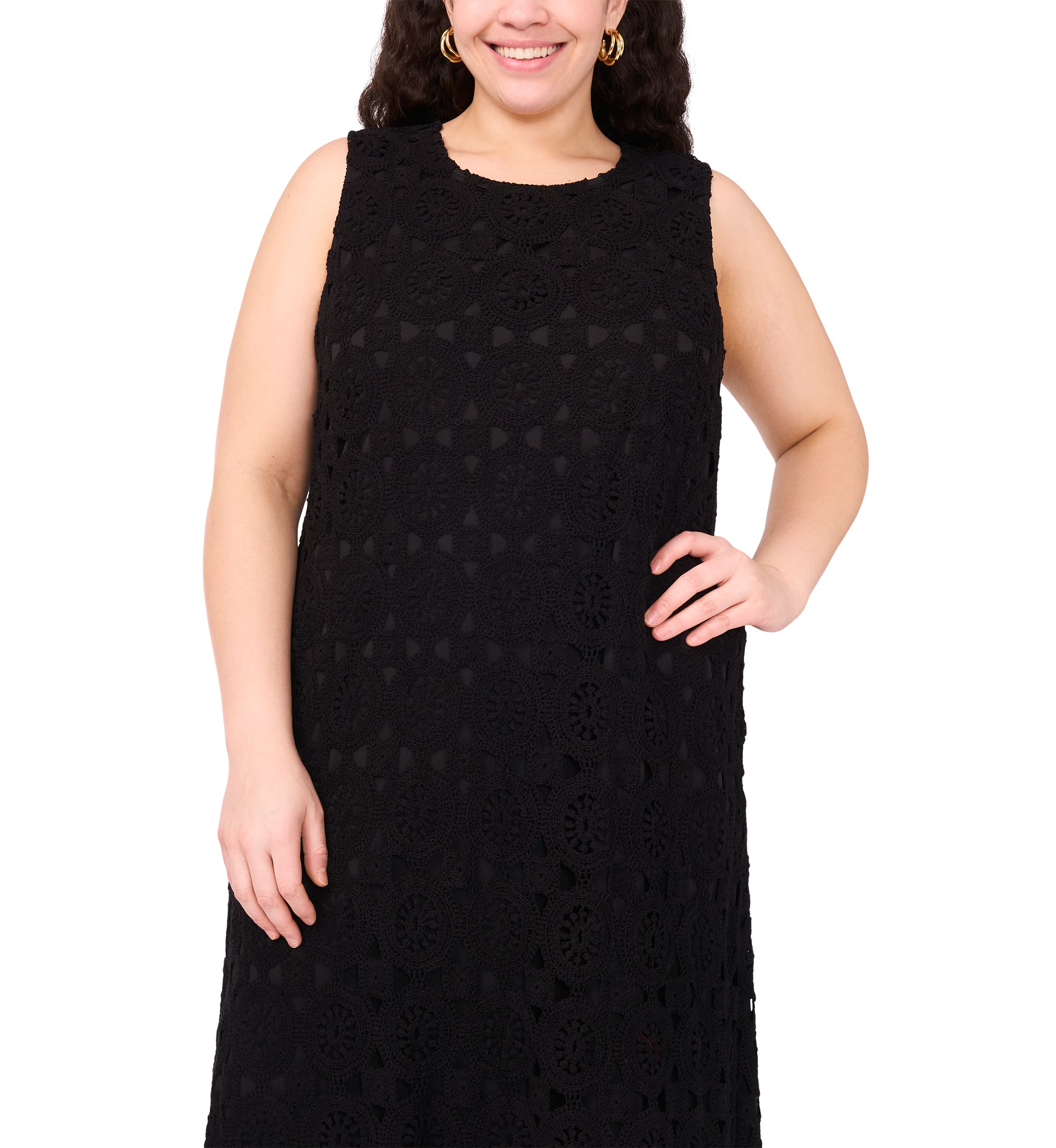 Plus Size Sleeveless Crochet Maxi Tank Dress