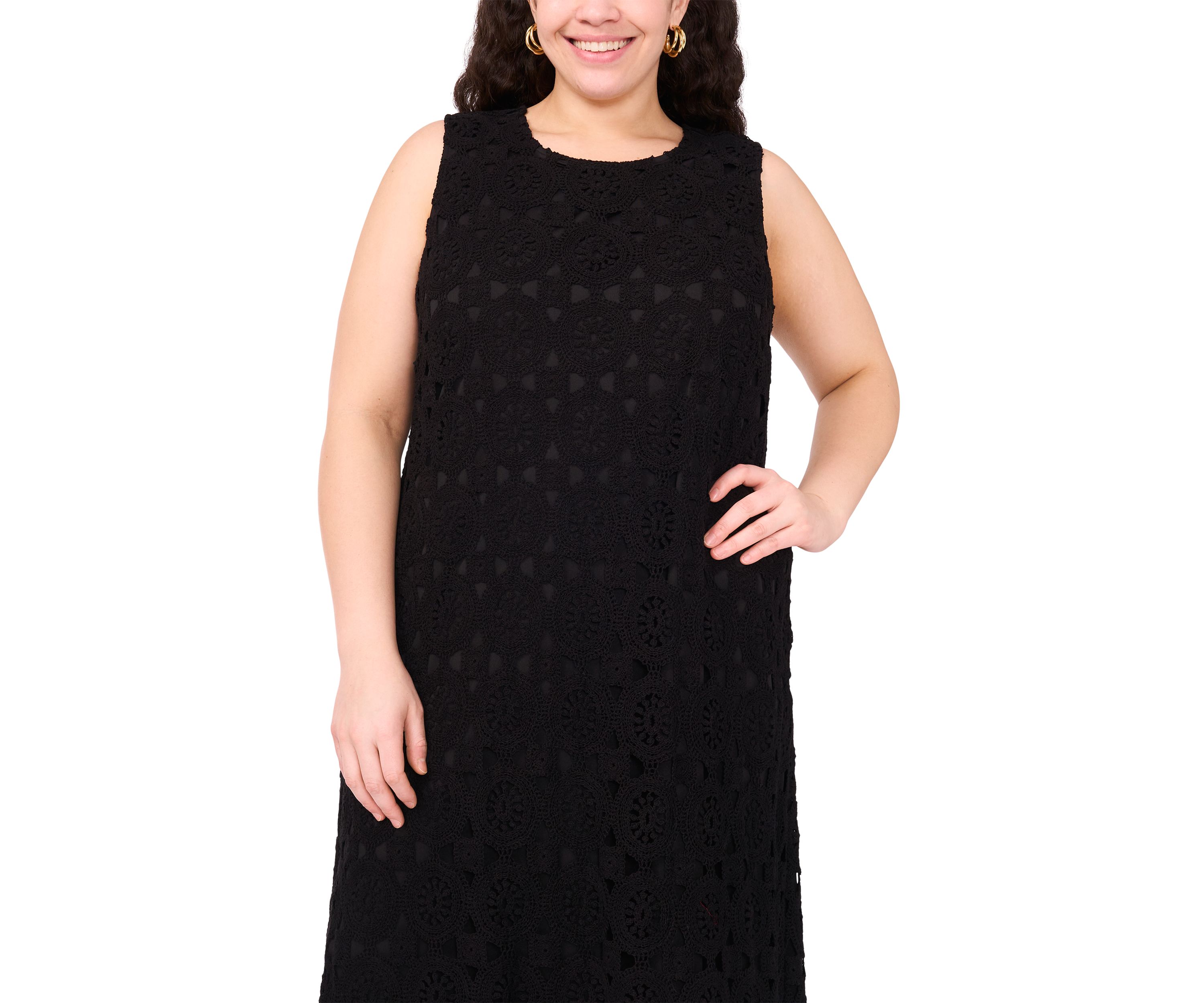 Plus Size Sleeveless Crochet Maxi Tank Dress