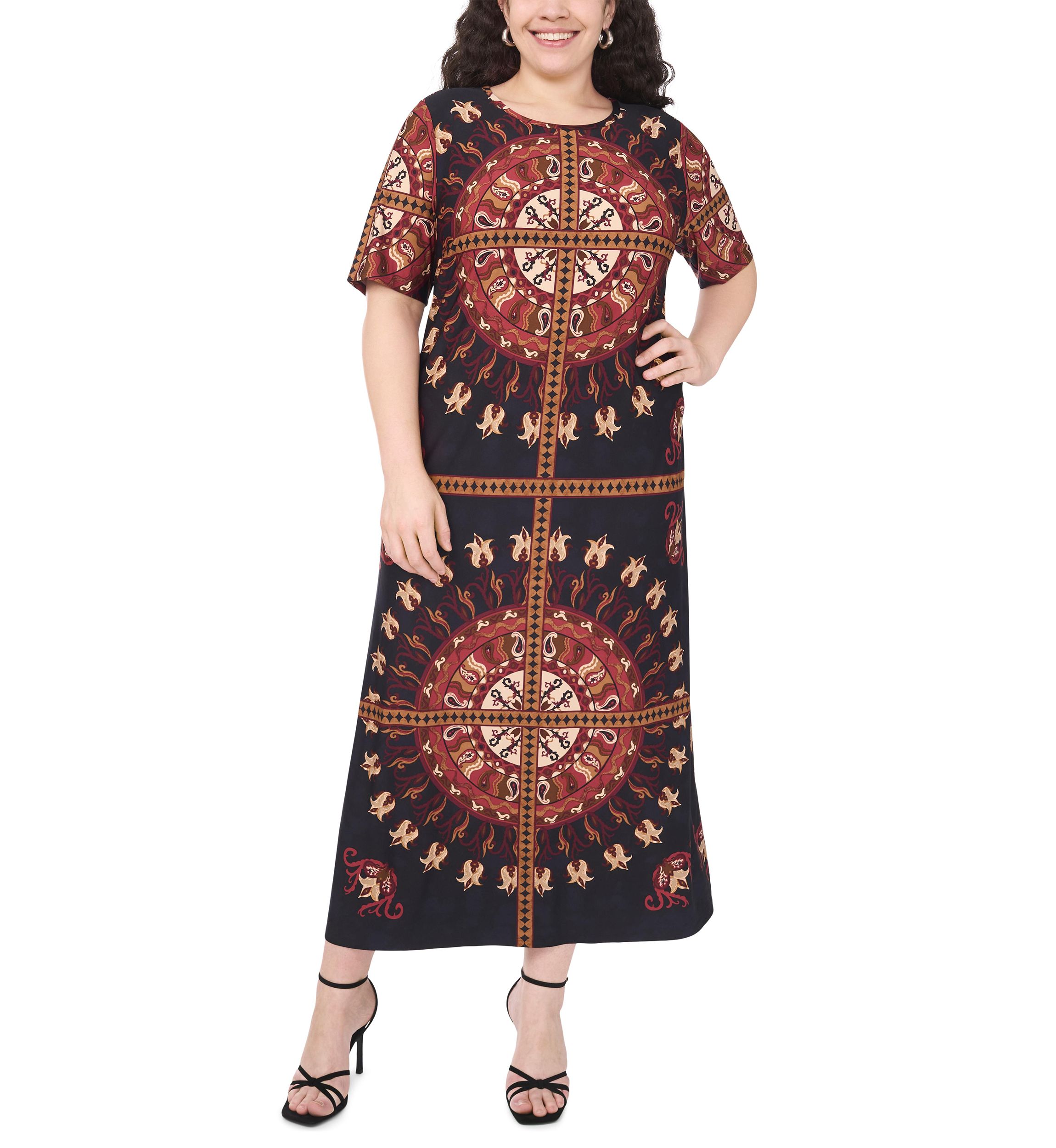 Plus Size Short Sleeve Crew Maxi Dress