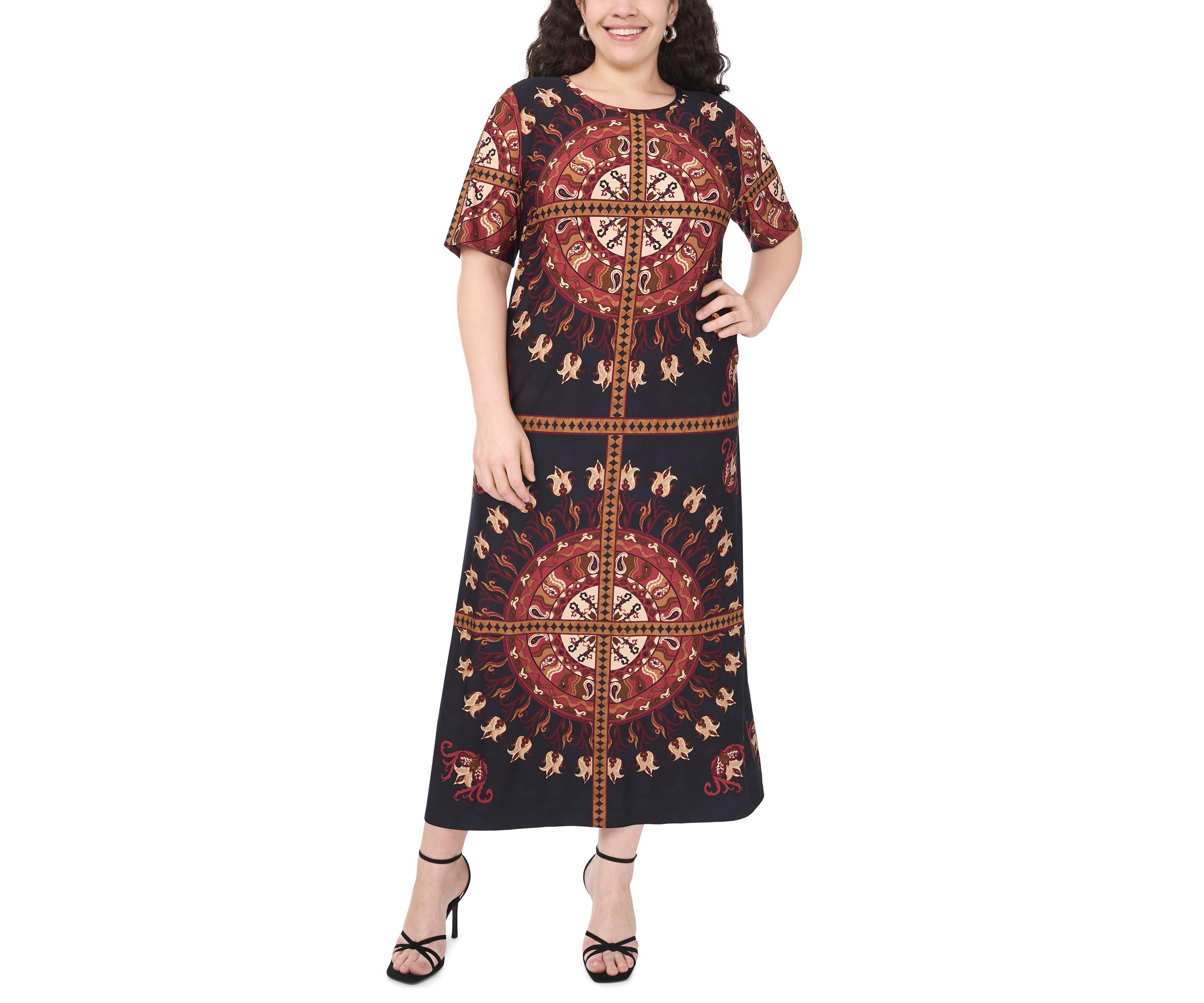 Plus Size Short Sleeve Crew Maxi Dress