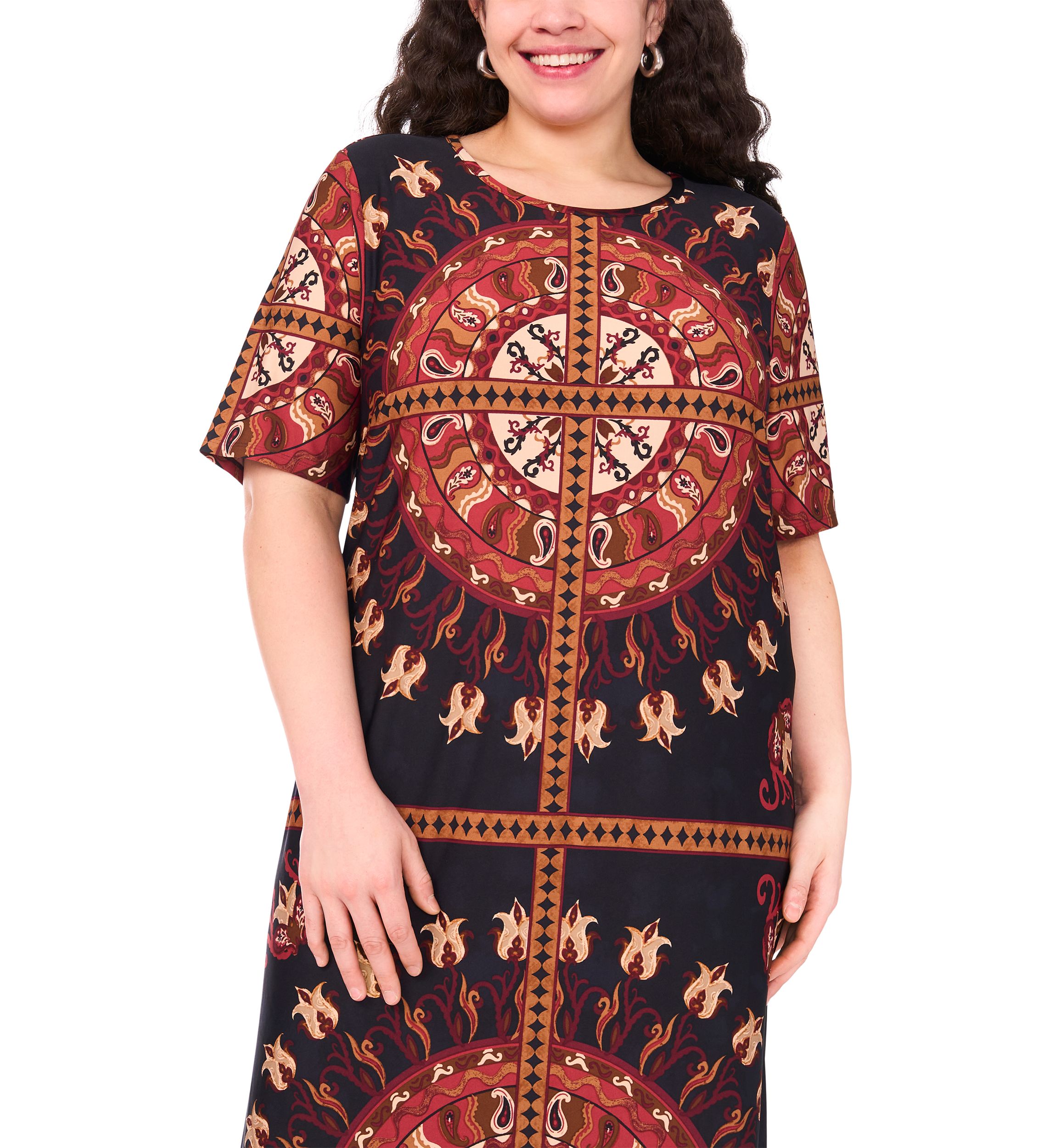 Plus Size Short Sleeve Crew Maxi Dress