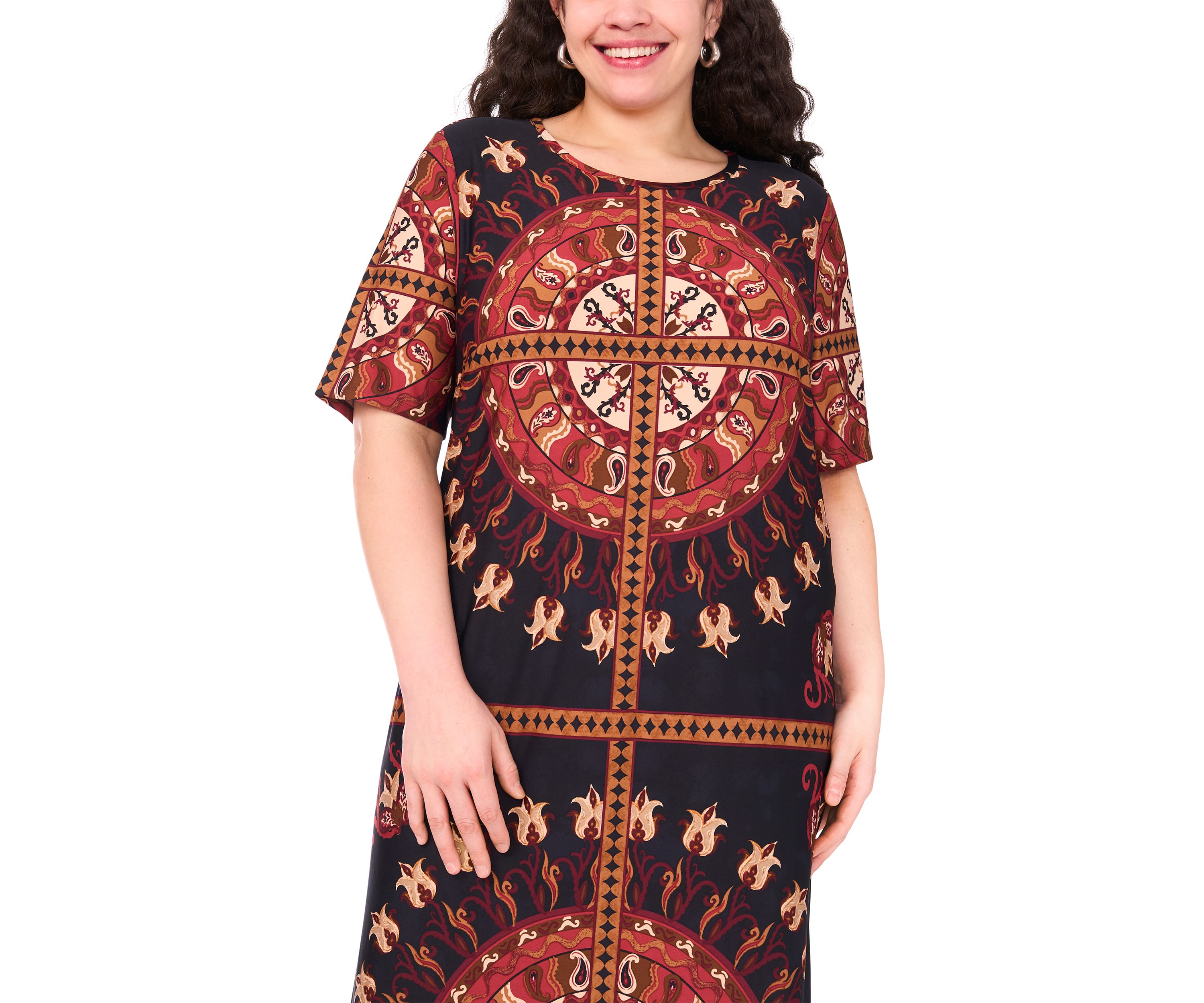 Plus Size Short Sleeve Crew Maxi Dress