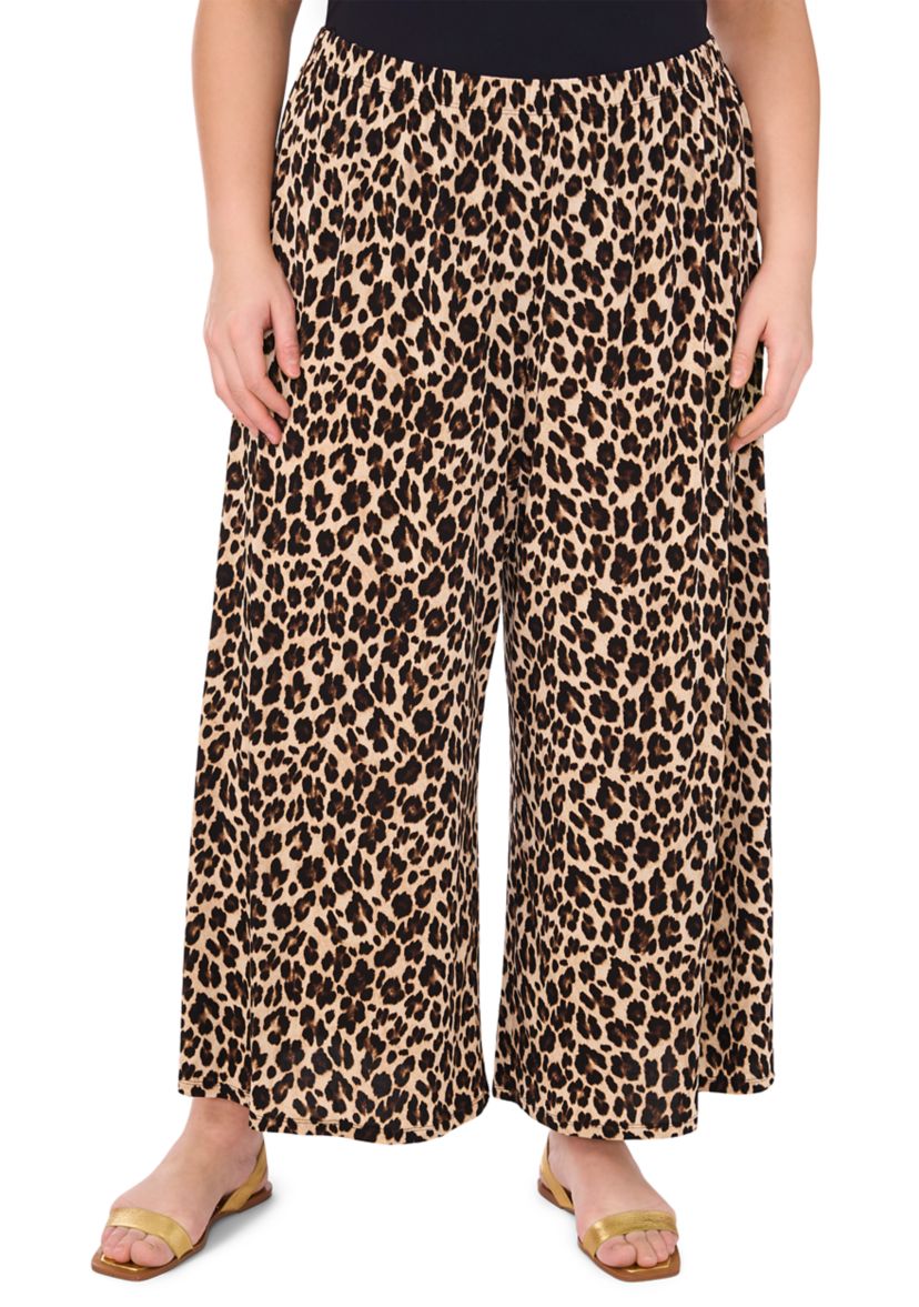 Plus Size Wide Leg Printed Pants