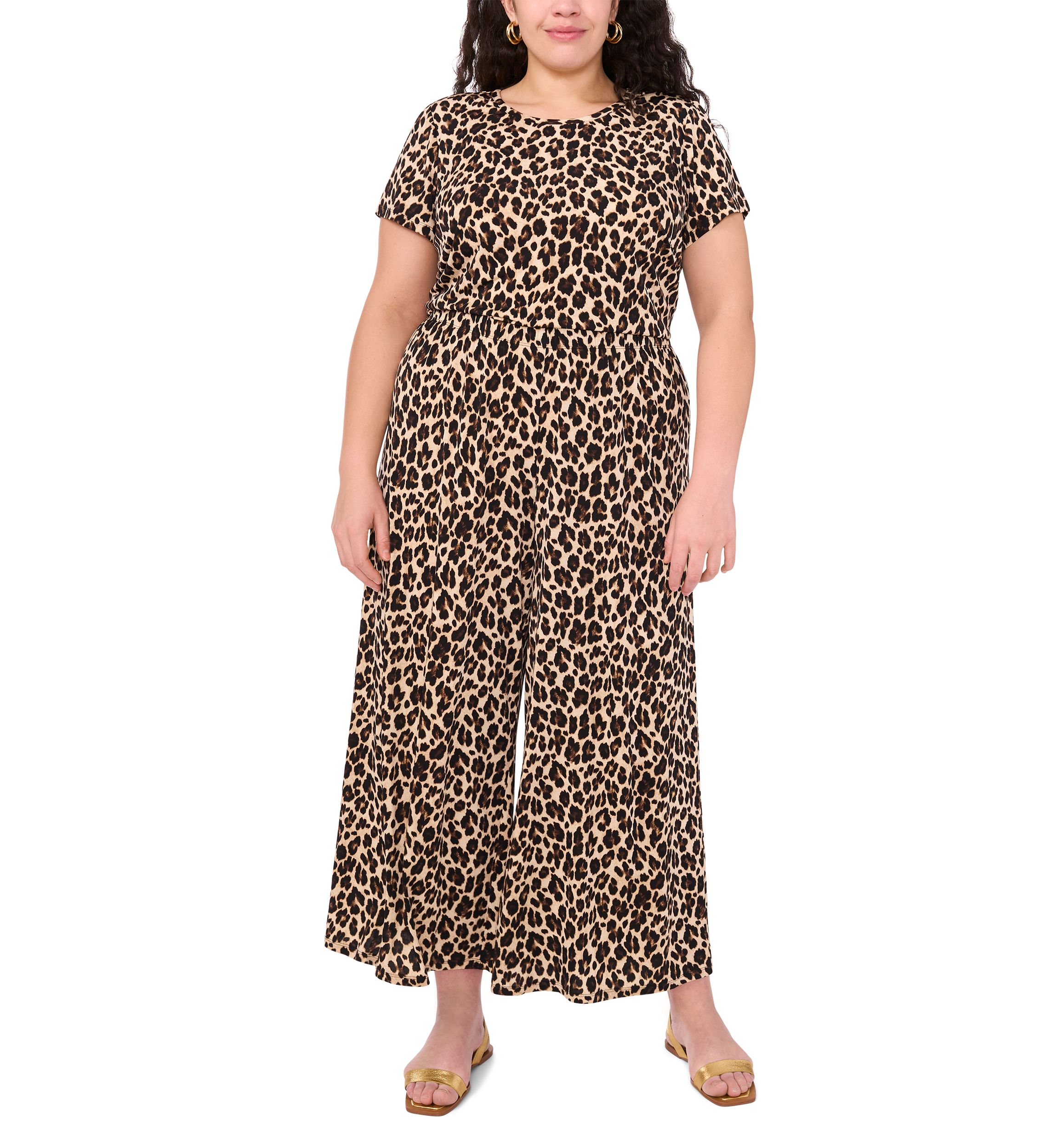 Plus Size Wide Leg Printed Pants