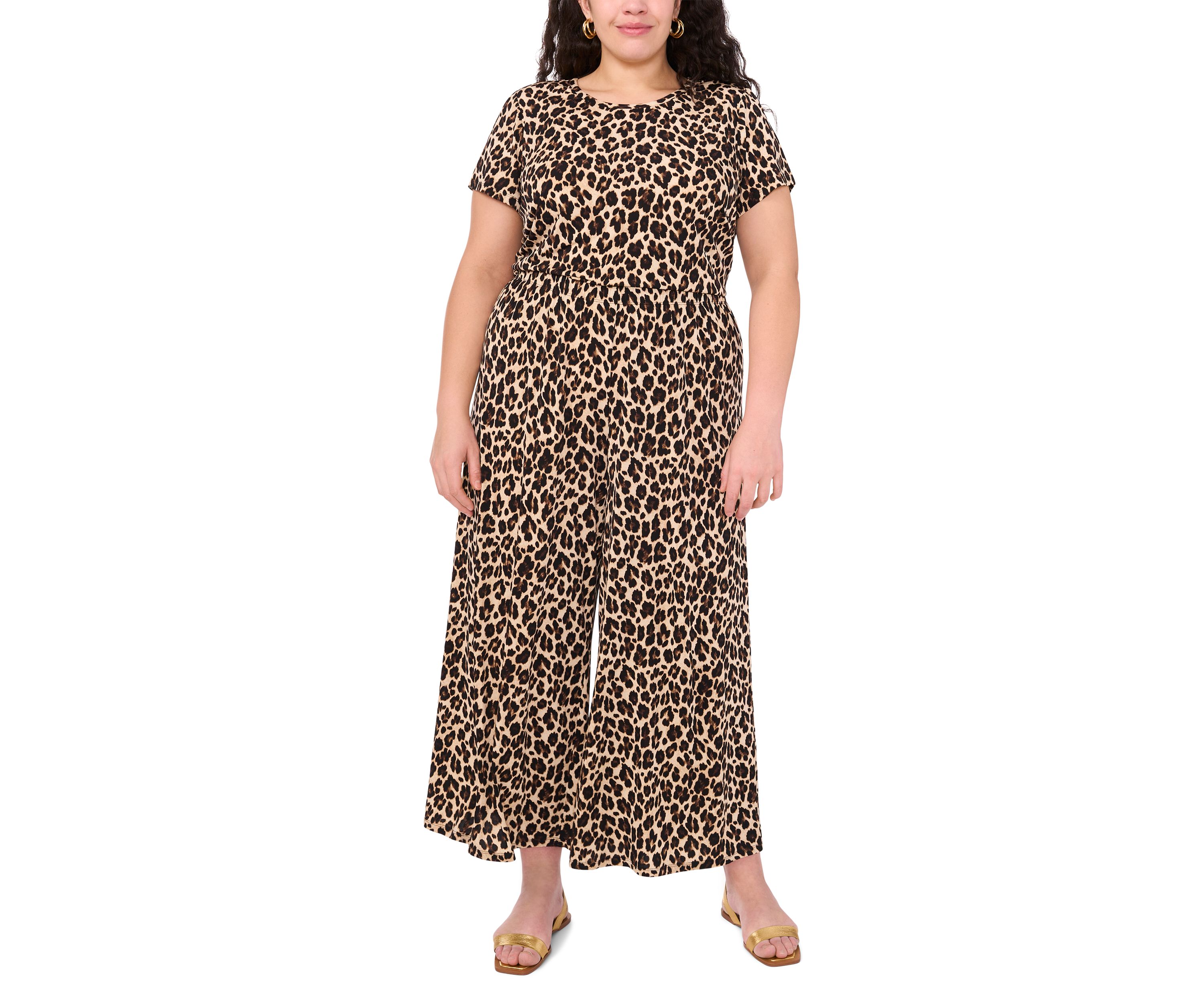 Plus Size Wide Leg Printed Pants