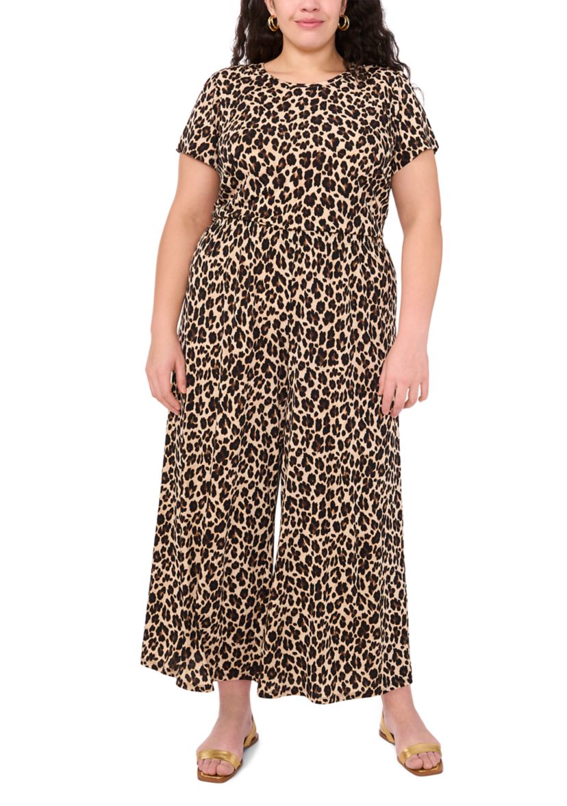 Plus Size Wide Leg Printed Pants