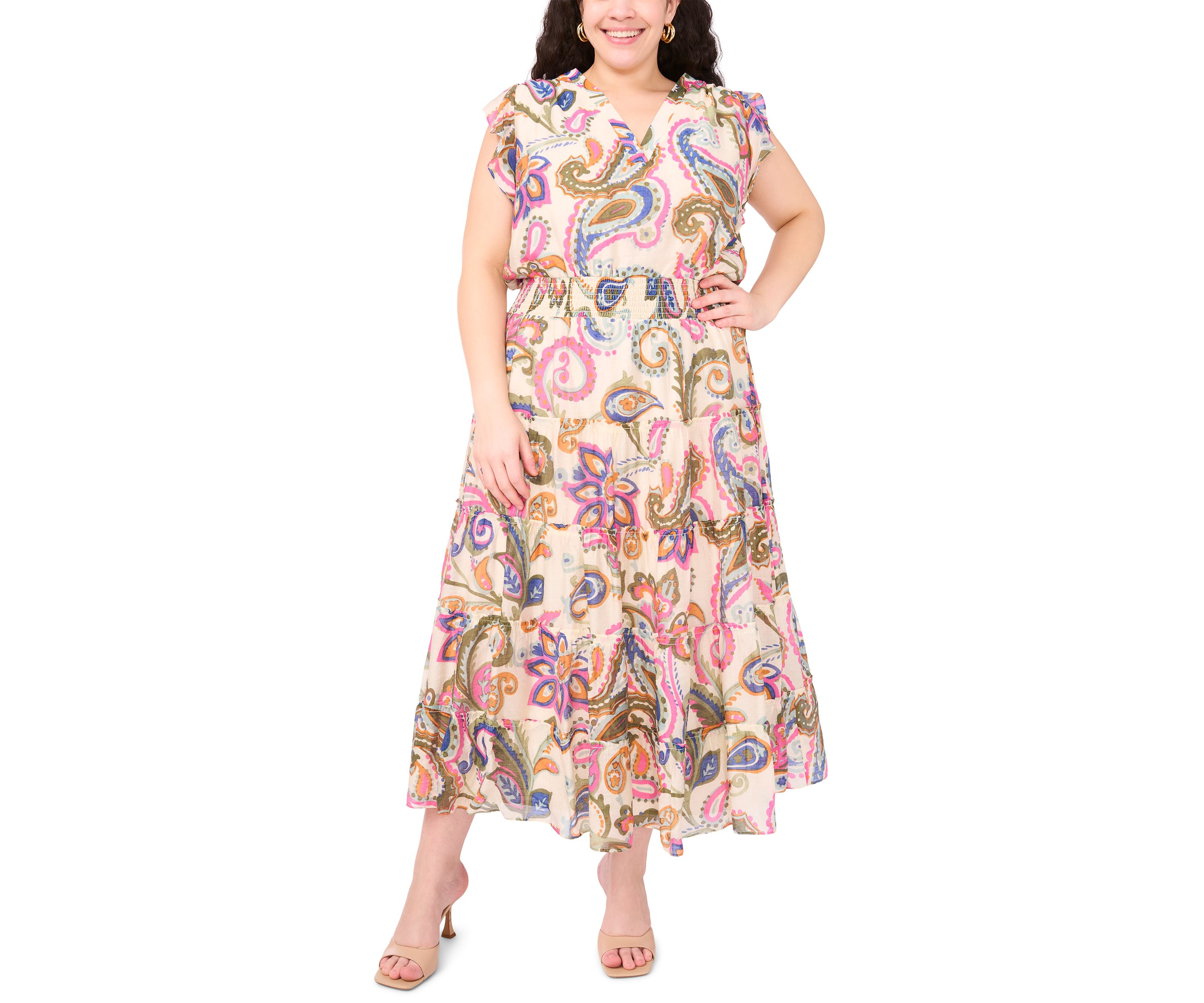 Plus Size Printed Tiered Dress