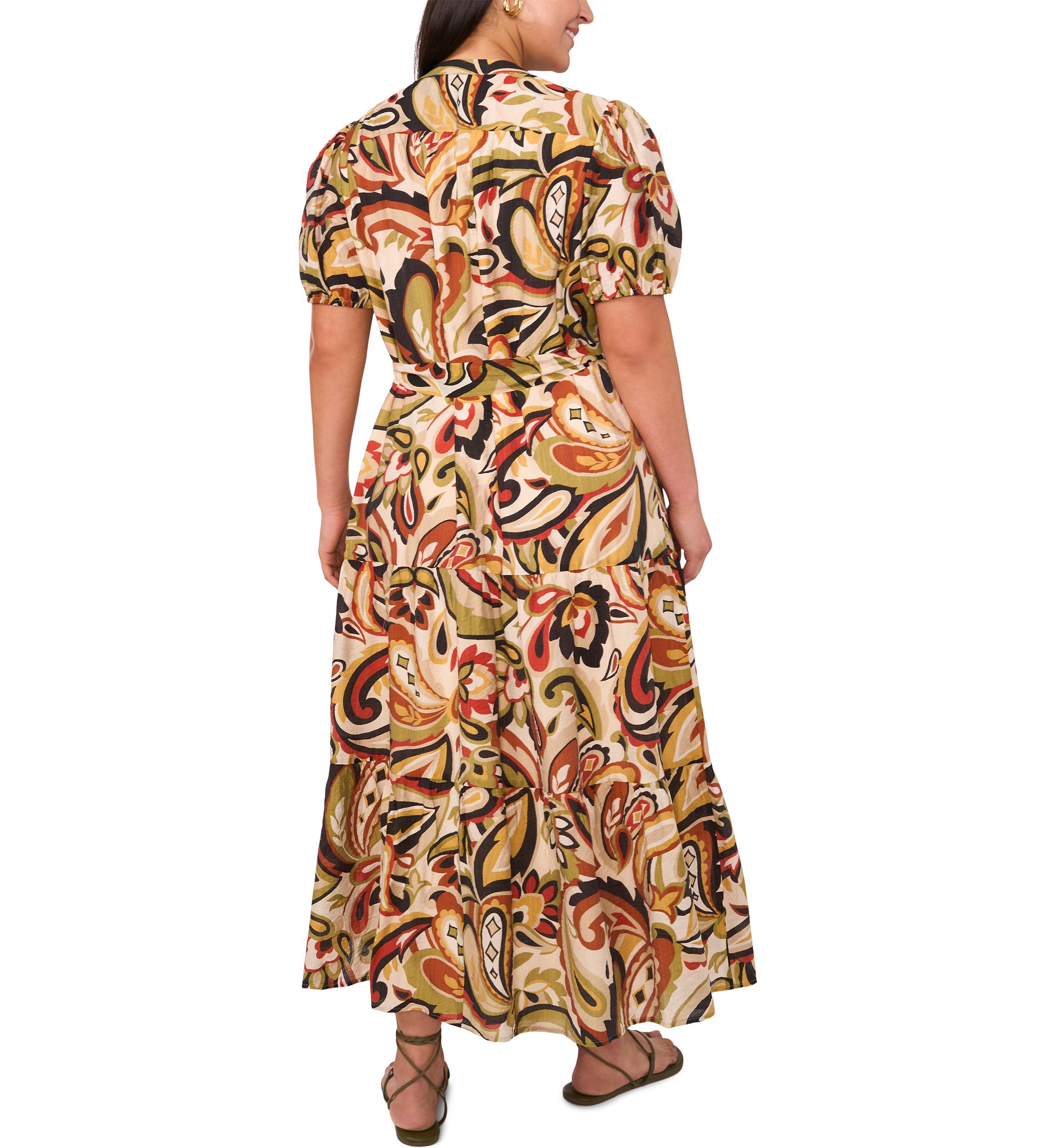 Plus Size Short Sleeve Front Dress with Tie 