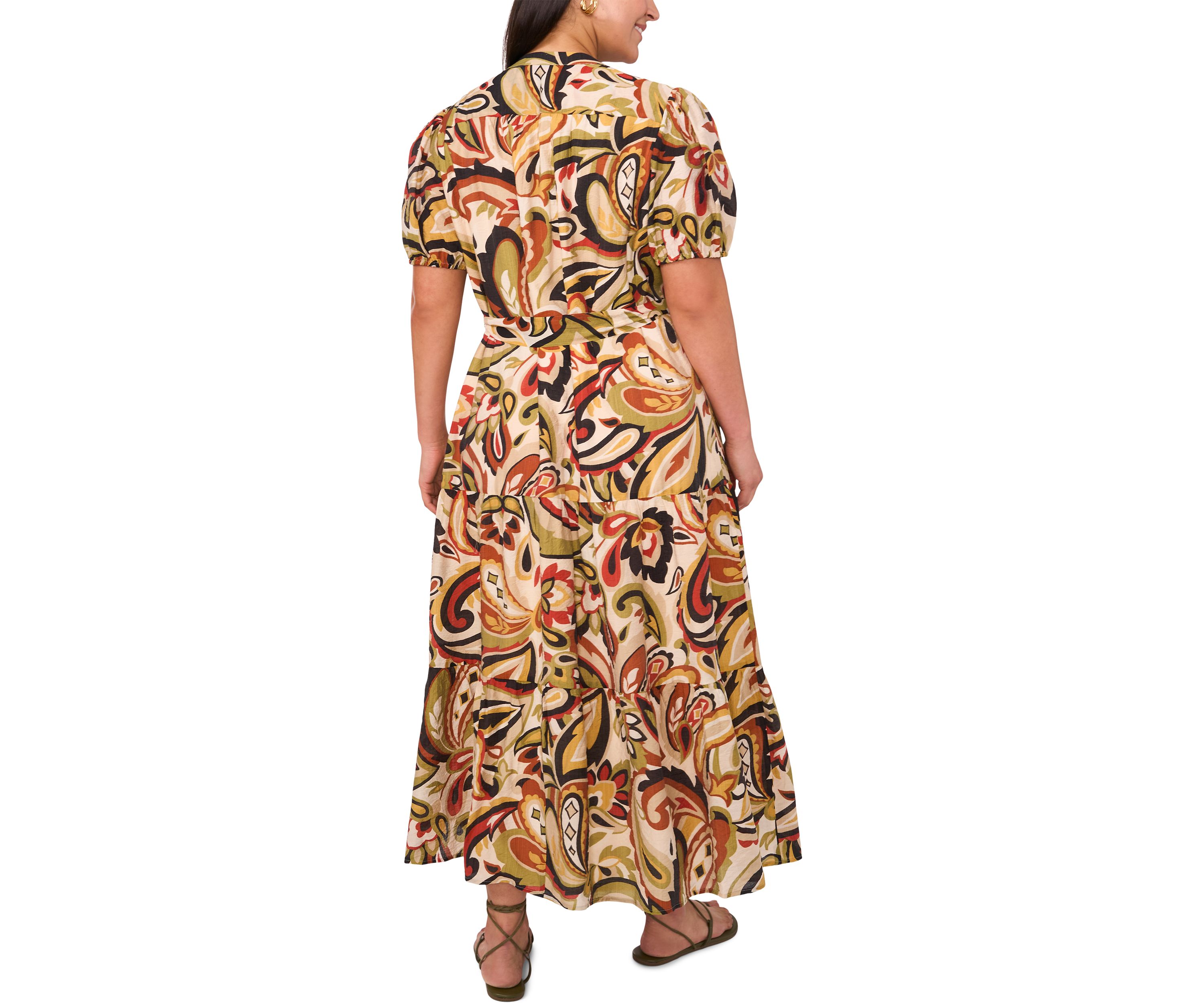 Plus Size Short Sleeve Front Dress with Tie 