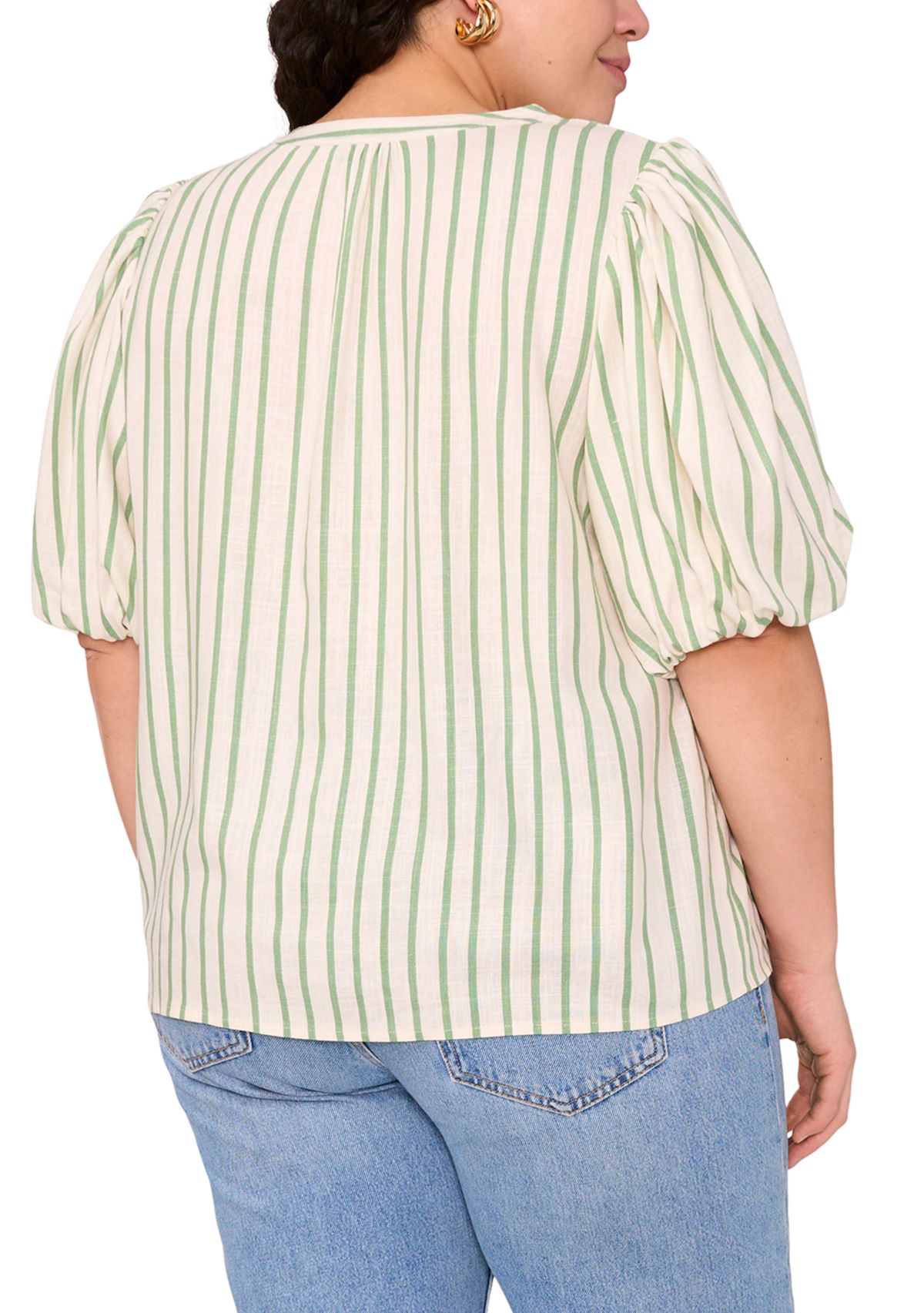 Plus Size Puff Sleeve Organdy Top