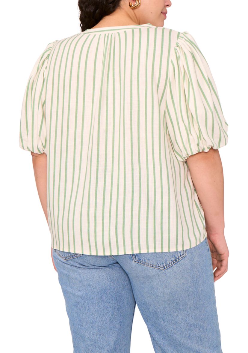 Plus Size Puff Sleeve Organdy Top