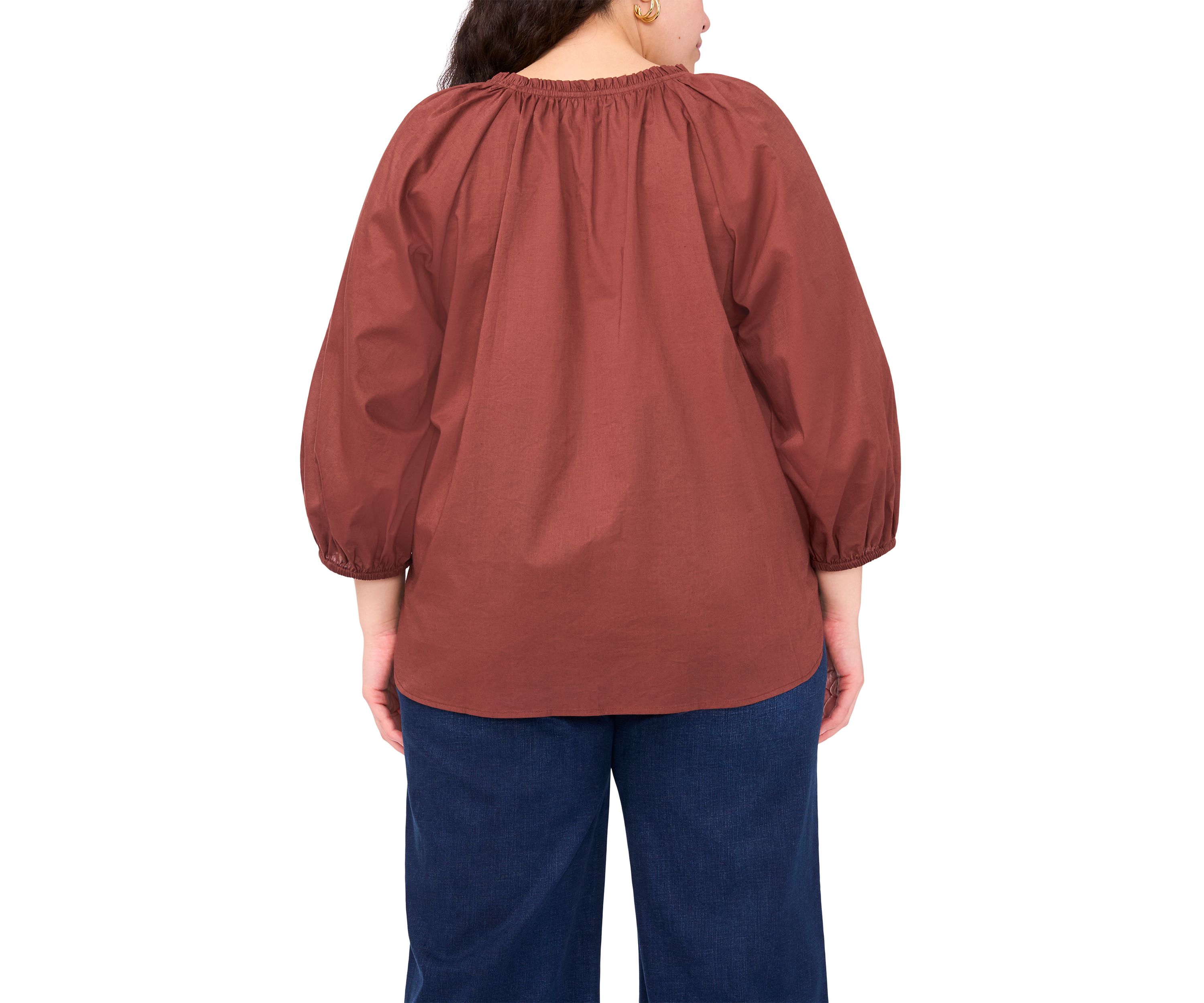 Plus Size Split Neck Blouse