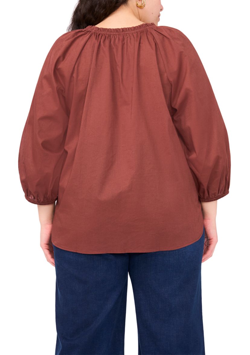 Plus Size Split Neck Blouse