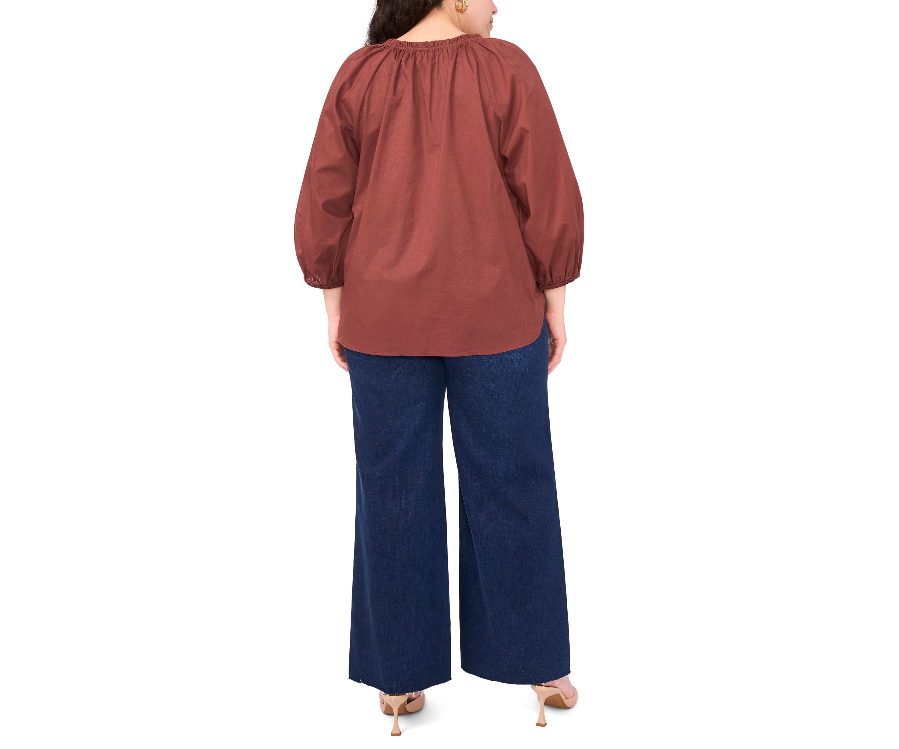 Plus Size Split Neck Blouse