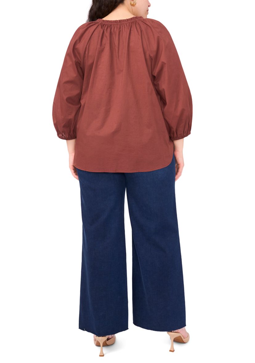 Plus Size Split Neck Blouse