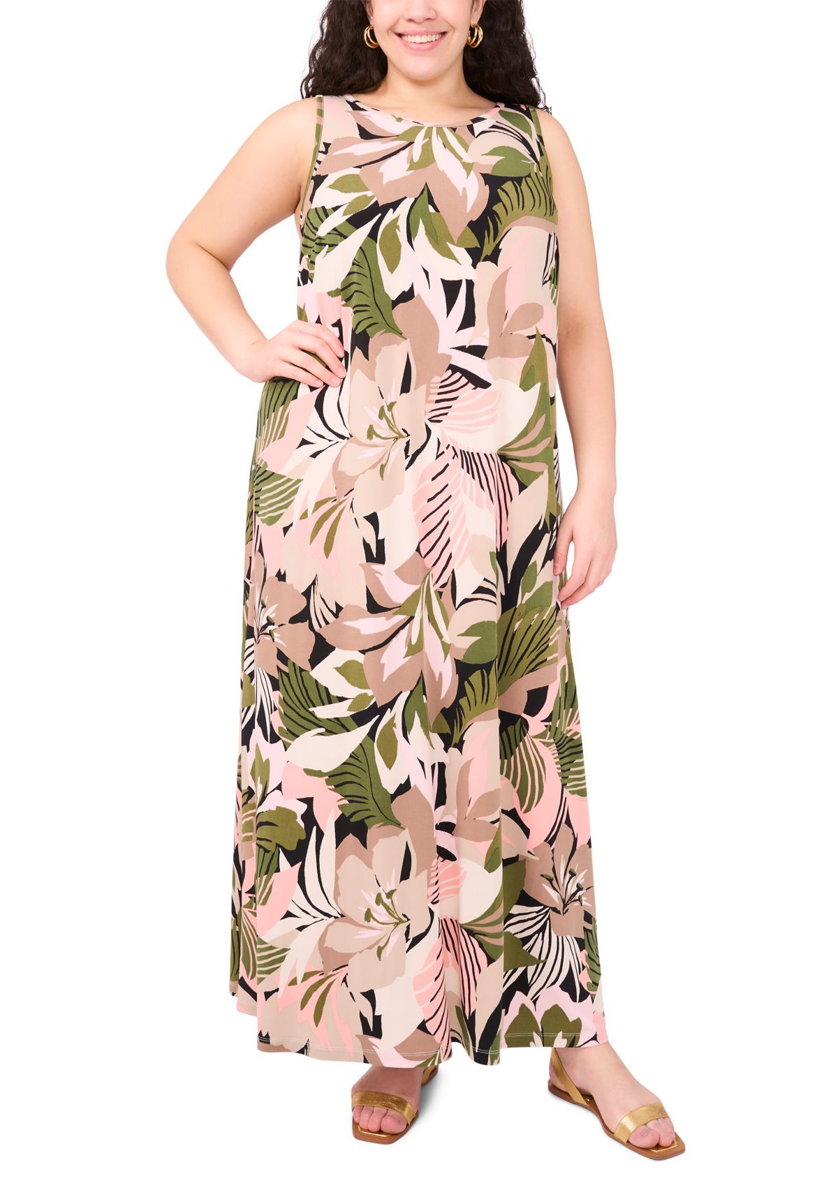 Plus Size Printed Sleeveless Dress