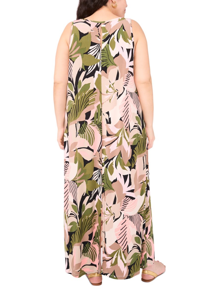 Plus Size Printed Sleeveless Dress