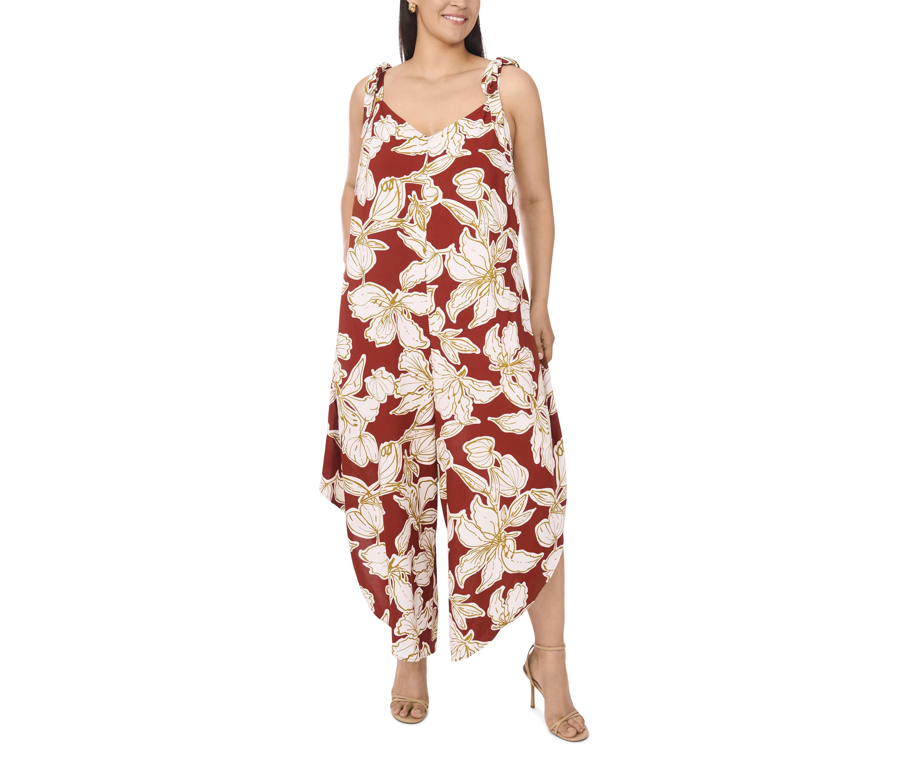 Plus Size Tie Shoulder Jumpsuit
