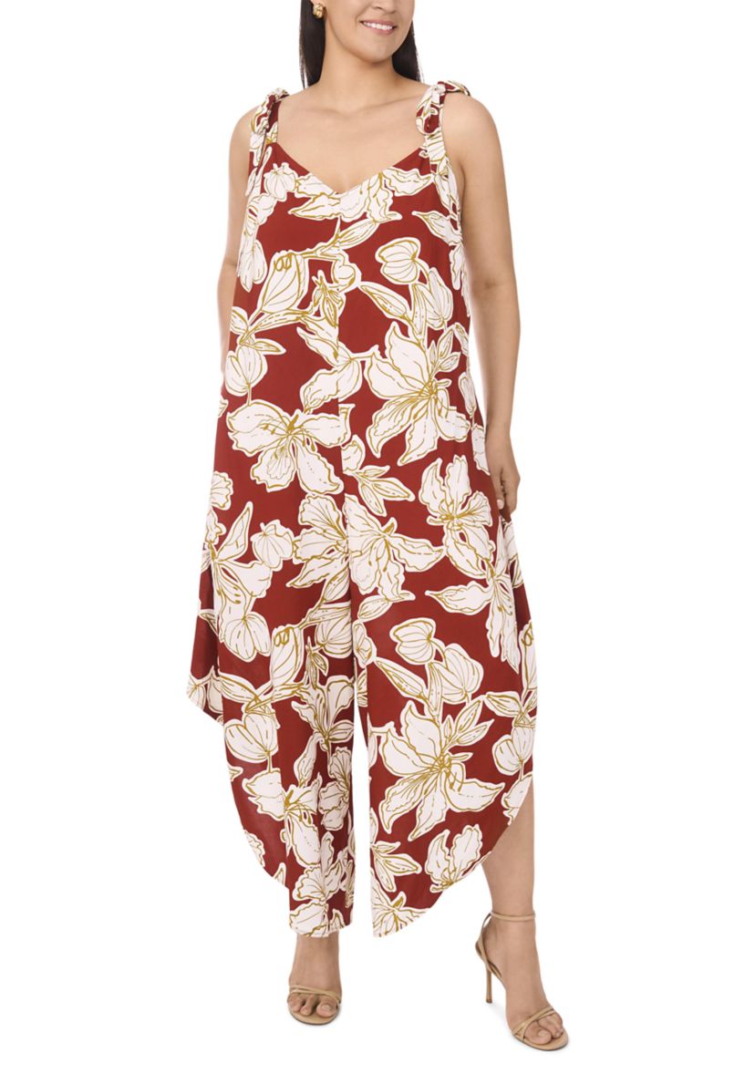 Plus Size Tie Shoulder Jumpsuit