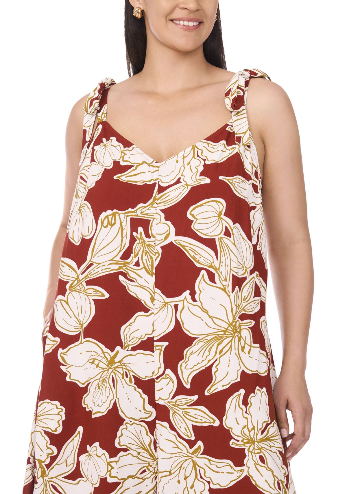 Plus Size Tie Shoulder Jumpsuit
