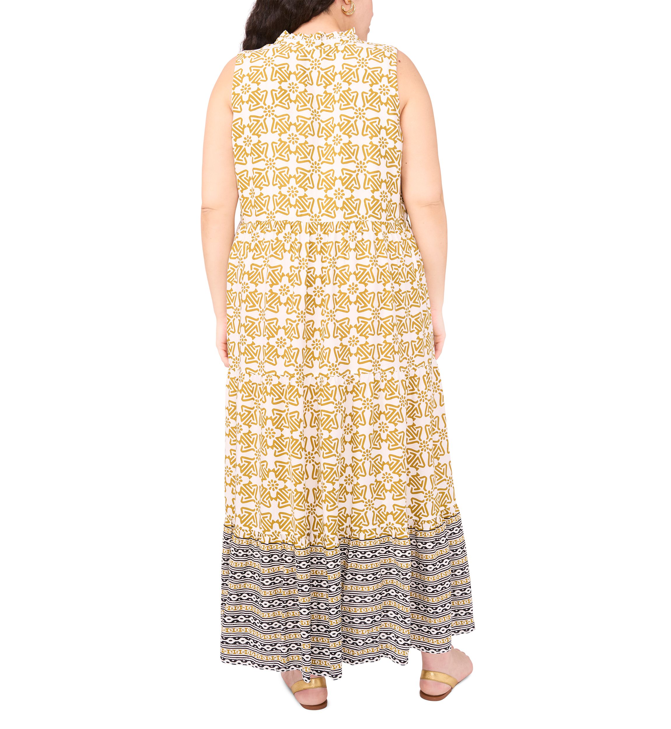 Plus Size Sleeveless Printed Tiered Maxi Dress