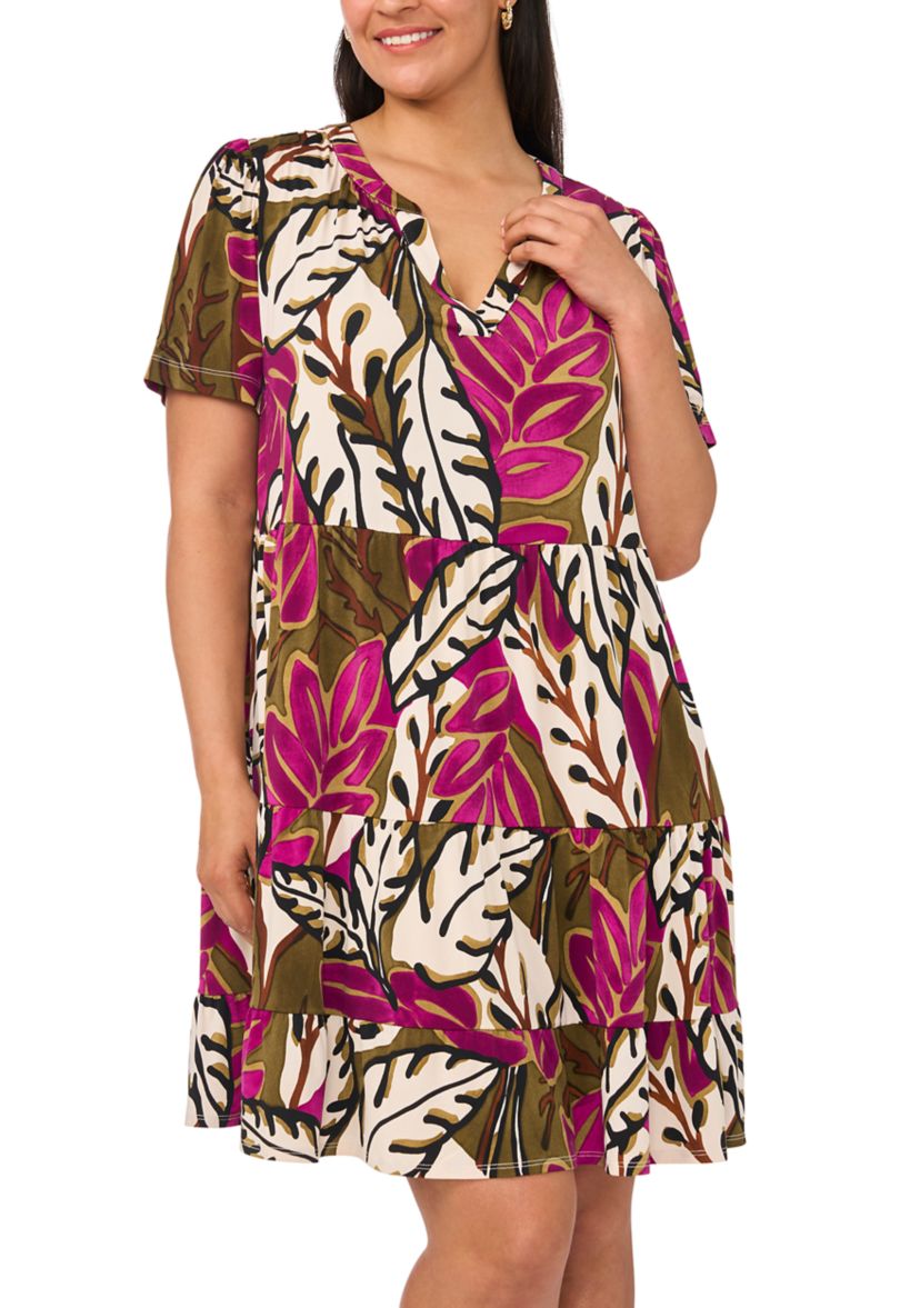 plus size babydoll dress Vince Camuto Tiered Pink Color:Java Gingham Work Event Dress Business Casual Shorts | or special event