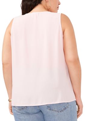 Plus Sleeveless V-Neck Ruffle Top