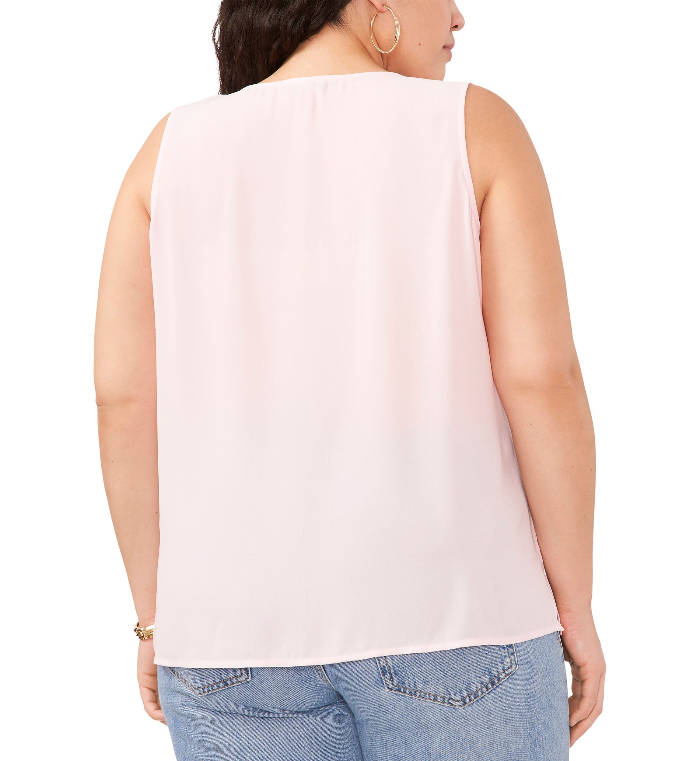 Plus Size Sleeveless V-Neck Ruffle Top