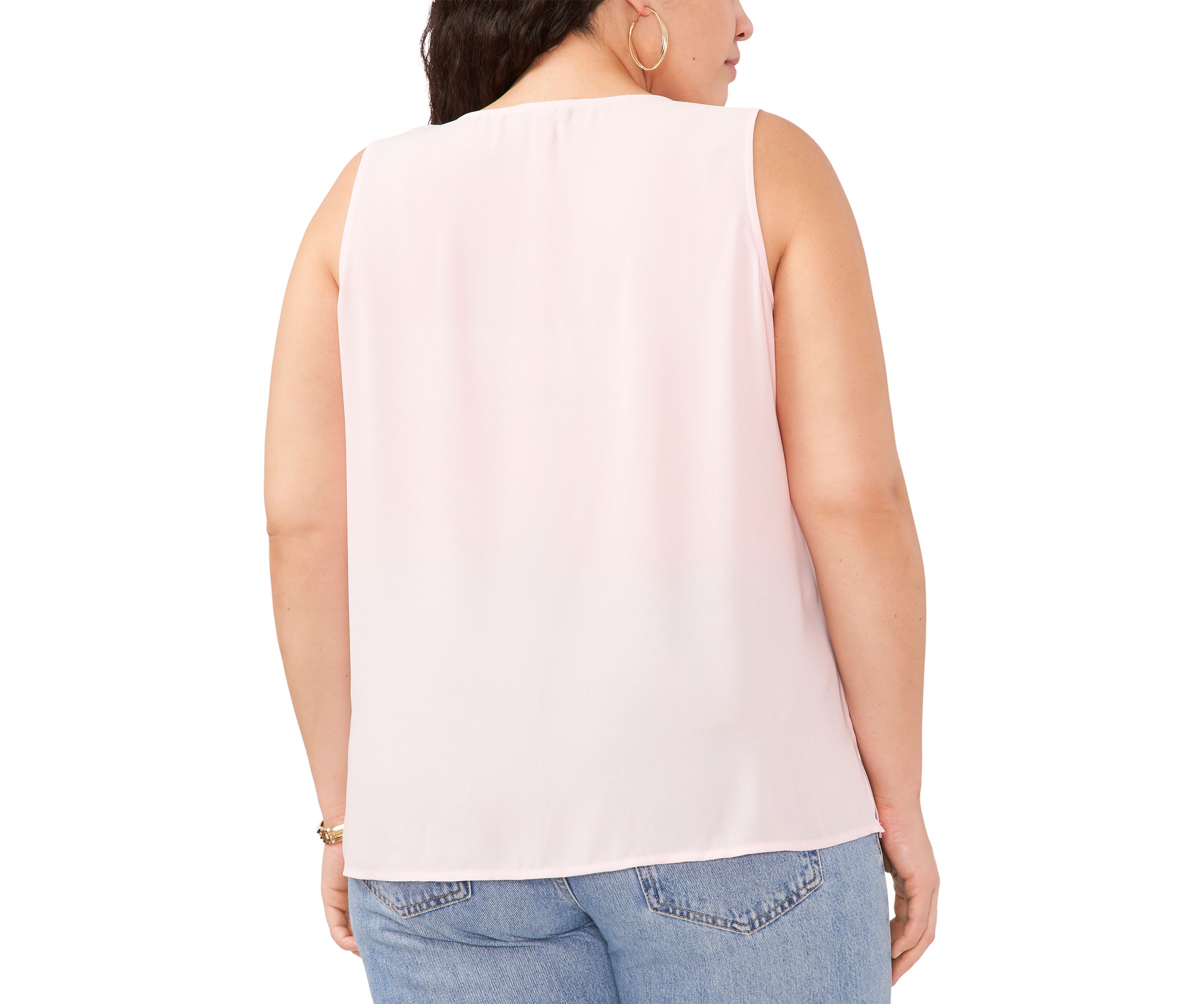 Plus Size Sleeveless V-Neck Ruffle Top