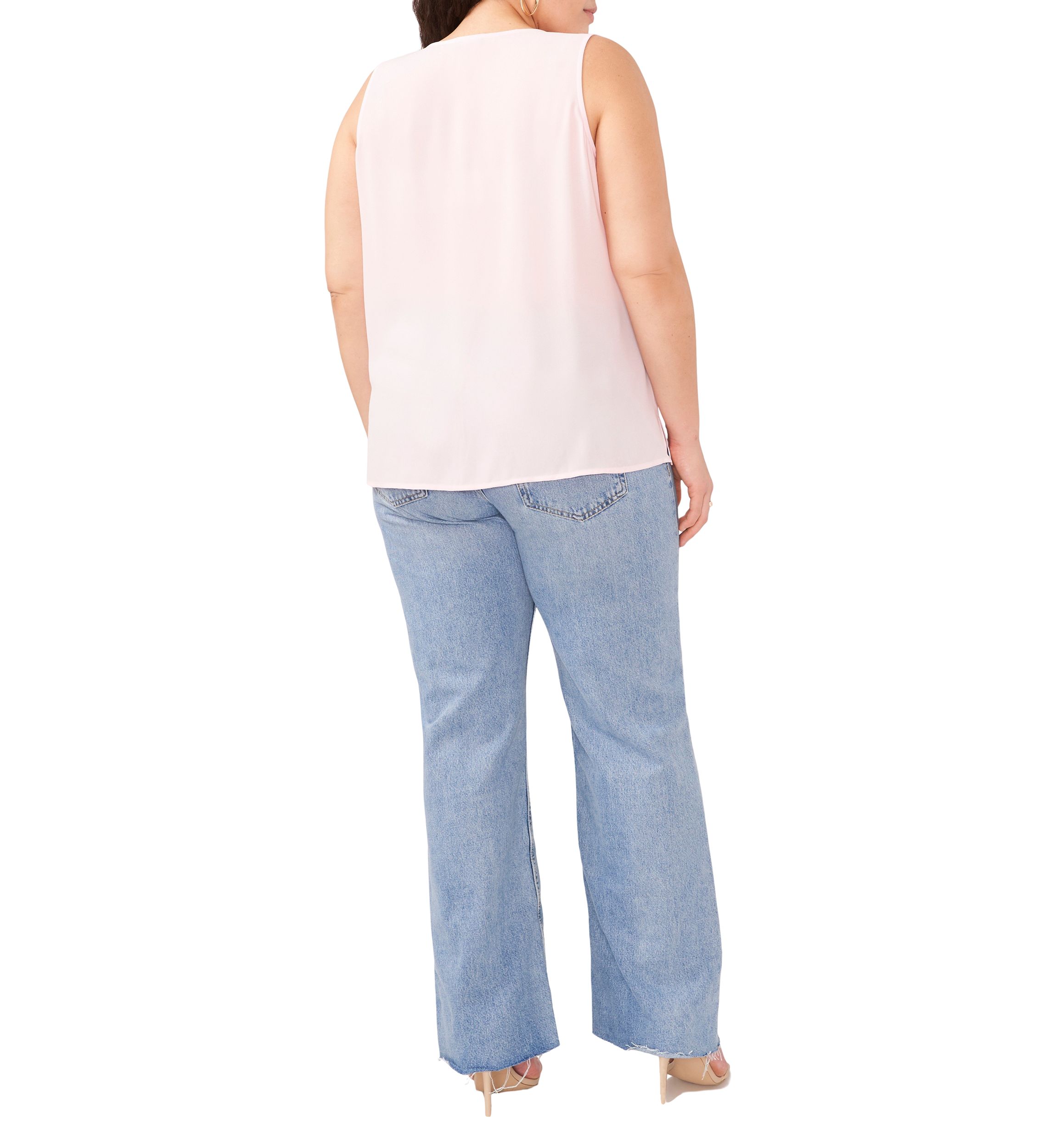Plus Size Sleeveless V-Neck Ruffle Top