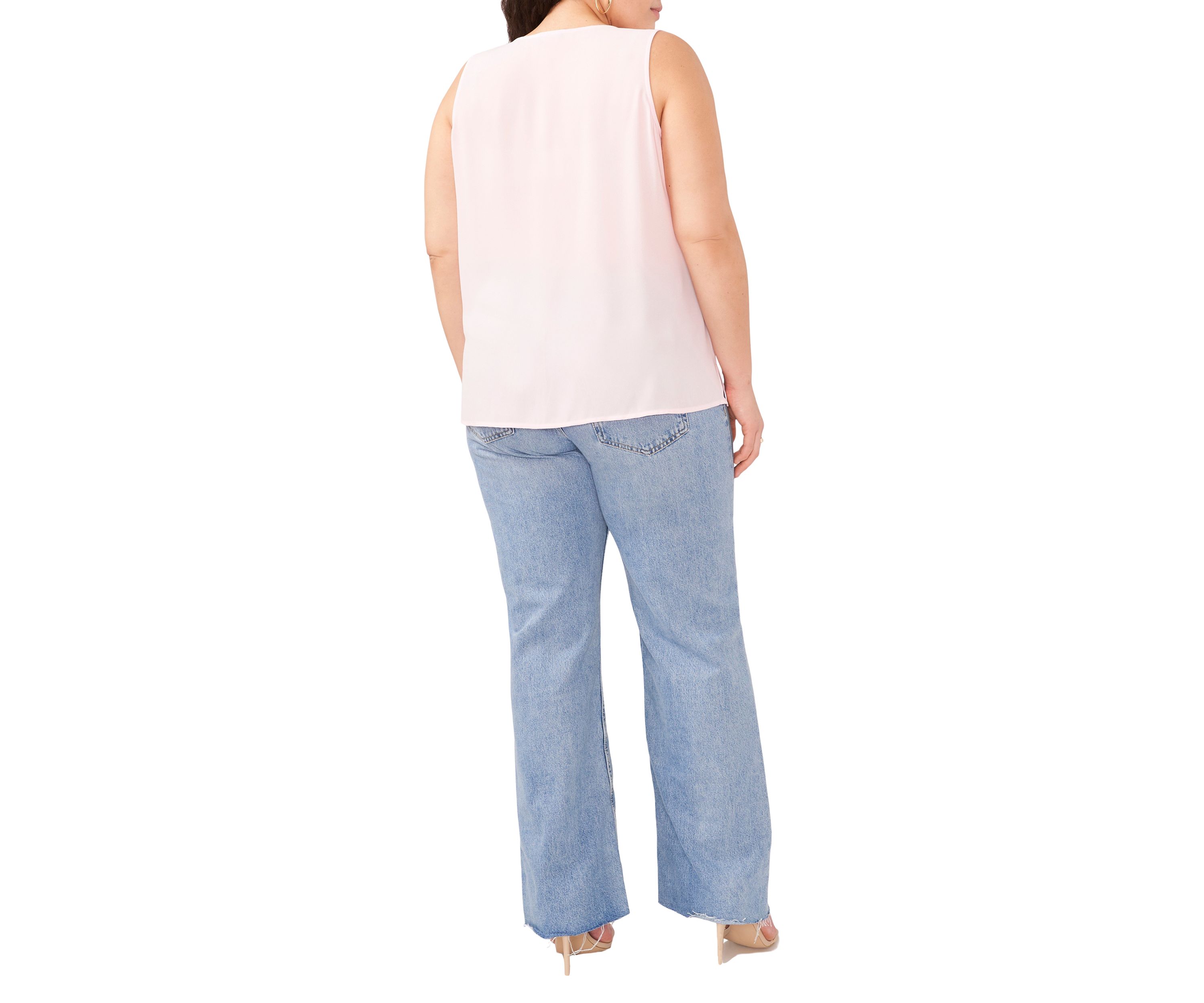 Plus Size Sleeveless V-Neck Ruffle Top