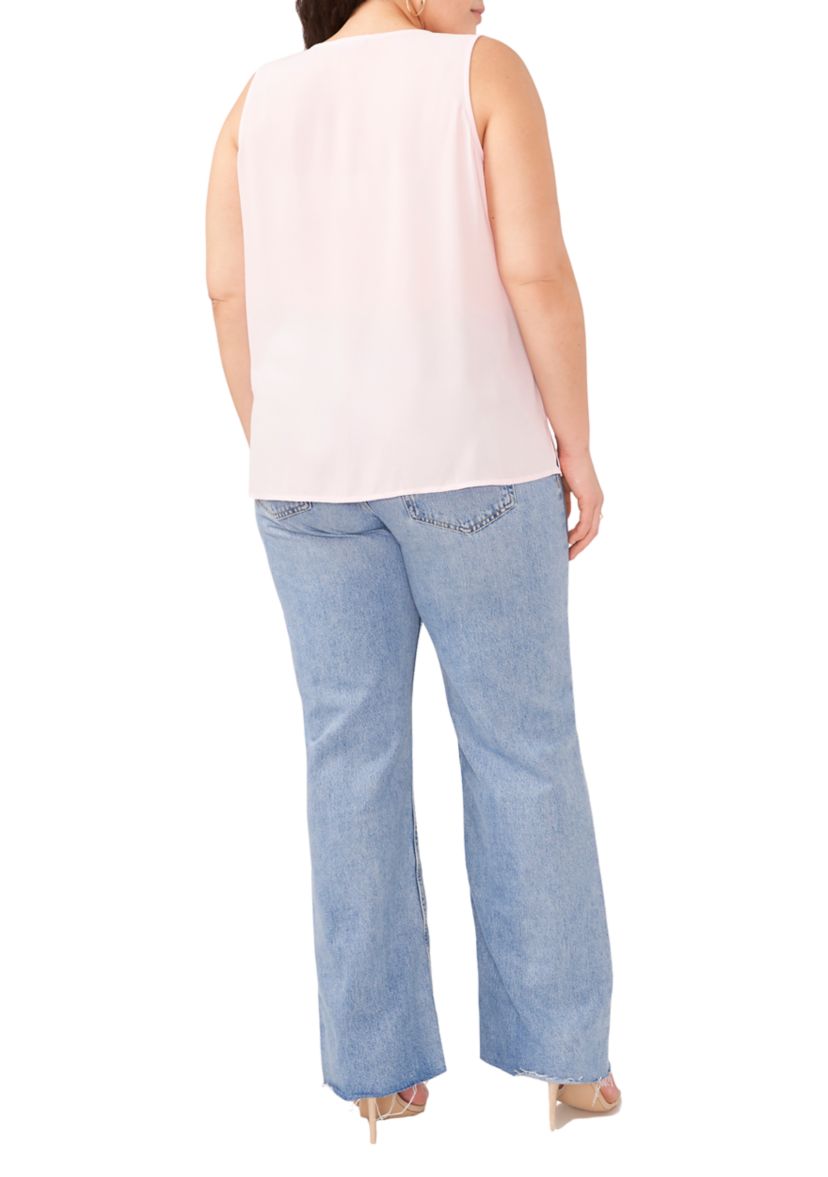 Plus Size Sleeveless V-Neck Ruffle Top