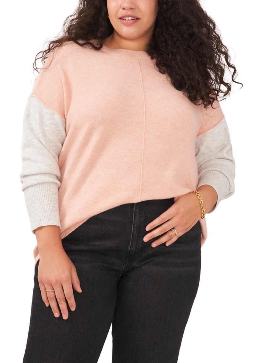 Plus Size Color Block Sleeve Sweater