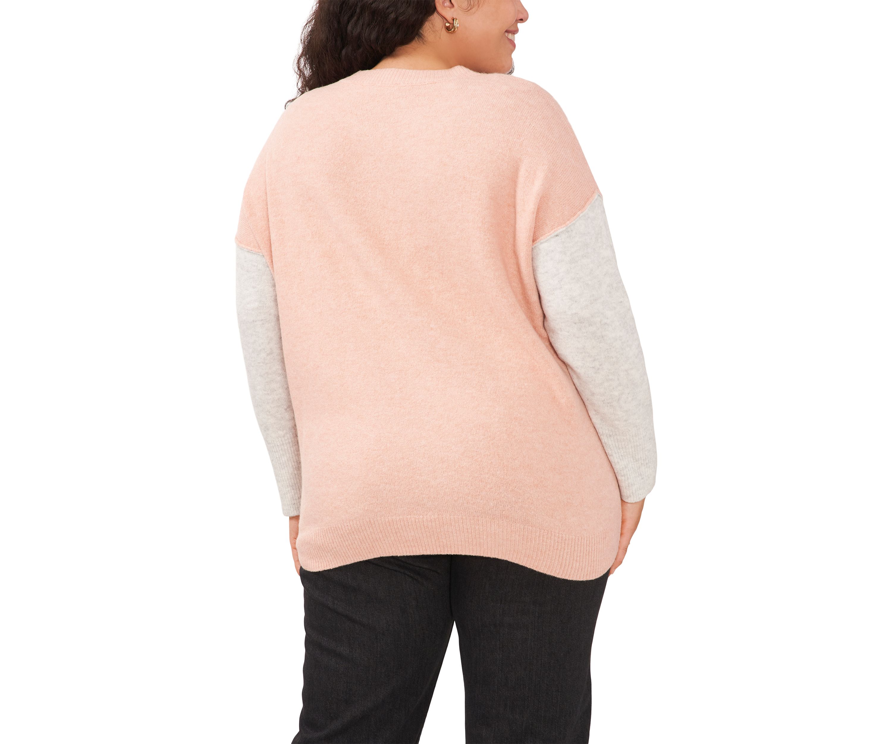 Plus Size Color Block Sleeve Sweater
