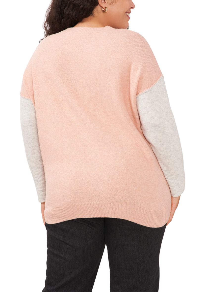 Plus Size Color Block Sleeve Sweater