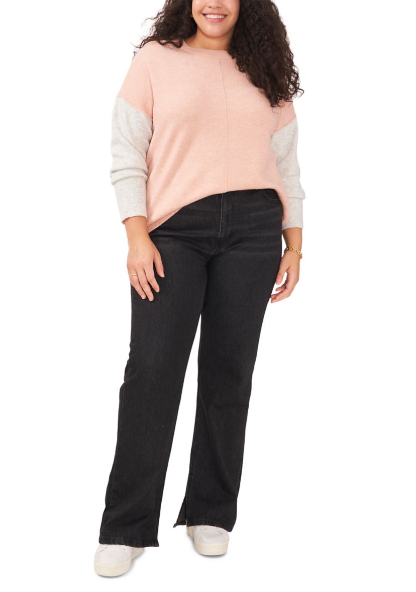 Plus Size Color Block Sleeve Sweater