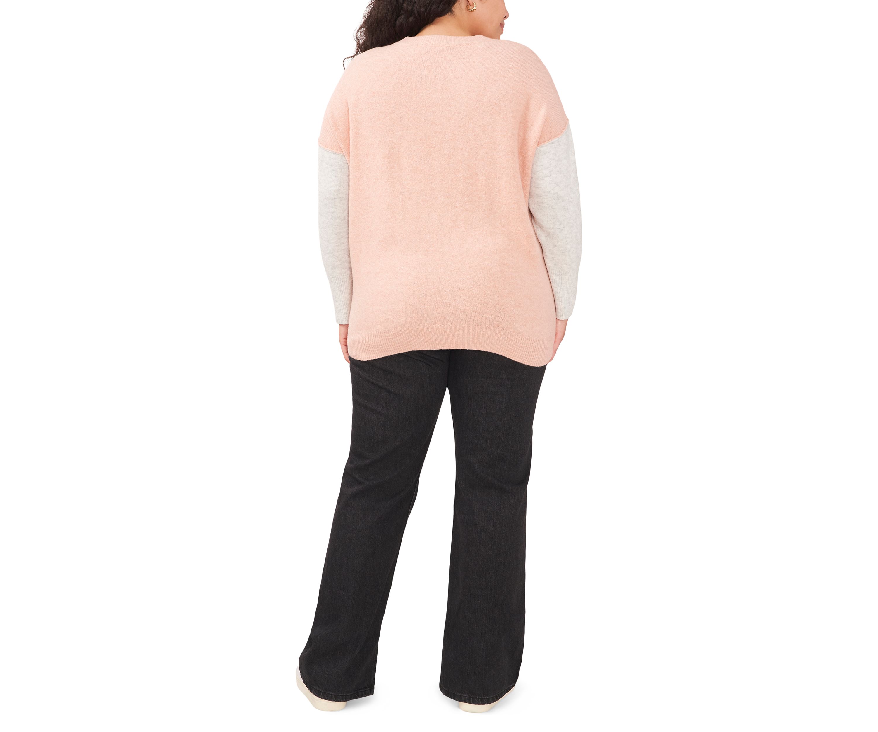 Plus Size Color Block Sleeve Sweater