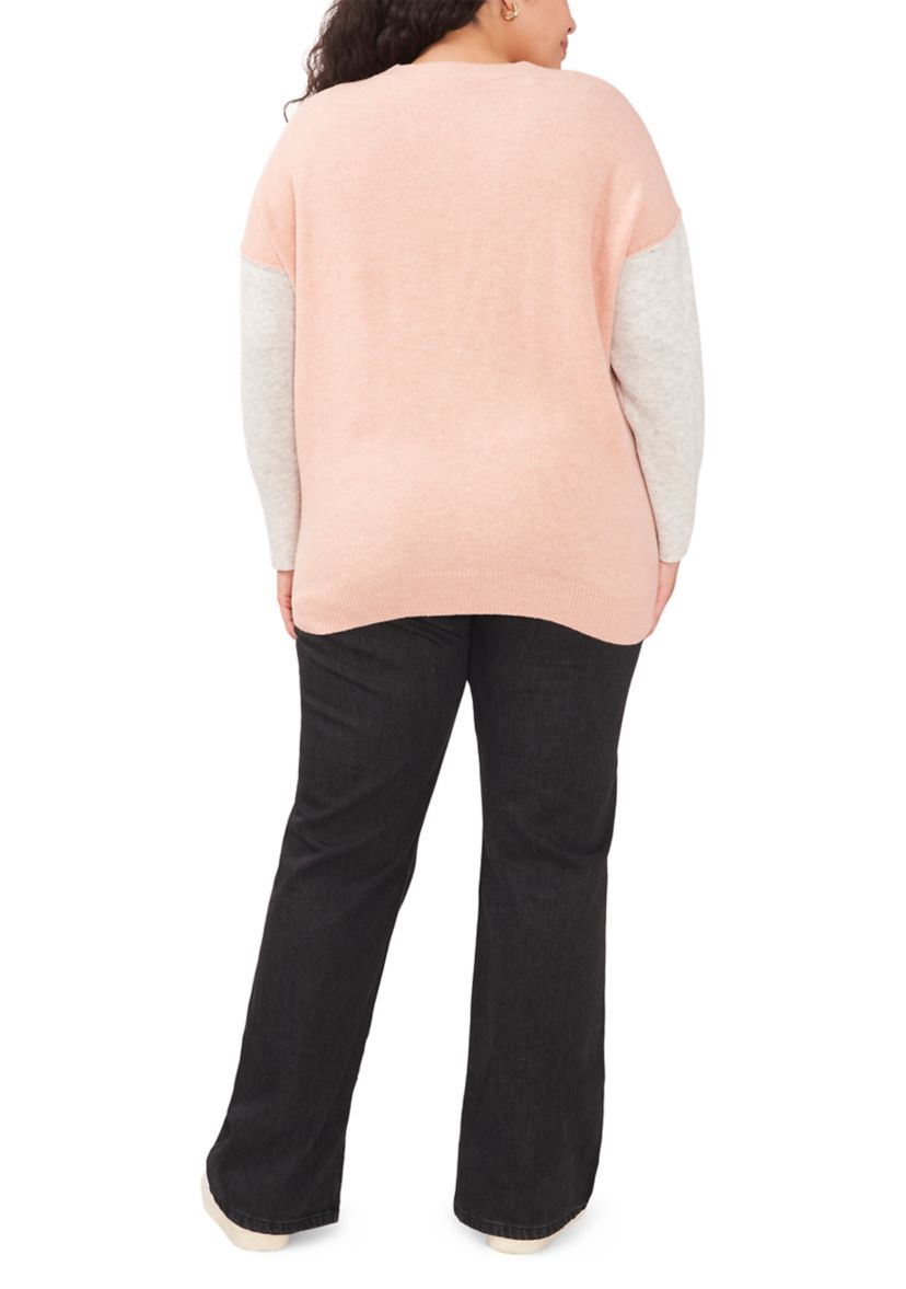 Plus Size Color Block Sleeve Sweater