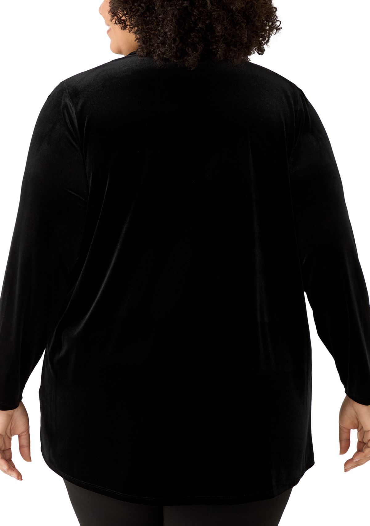 Plus Size Open Velvet Cardigan