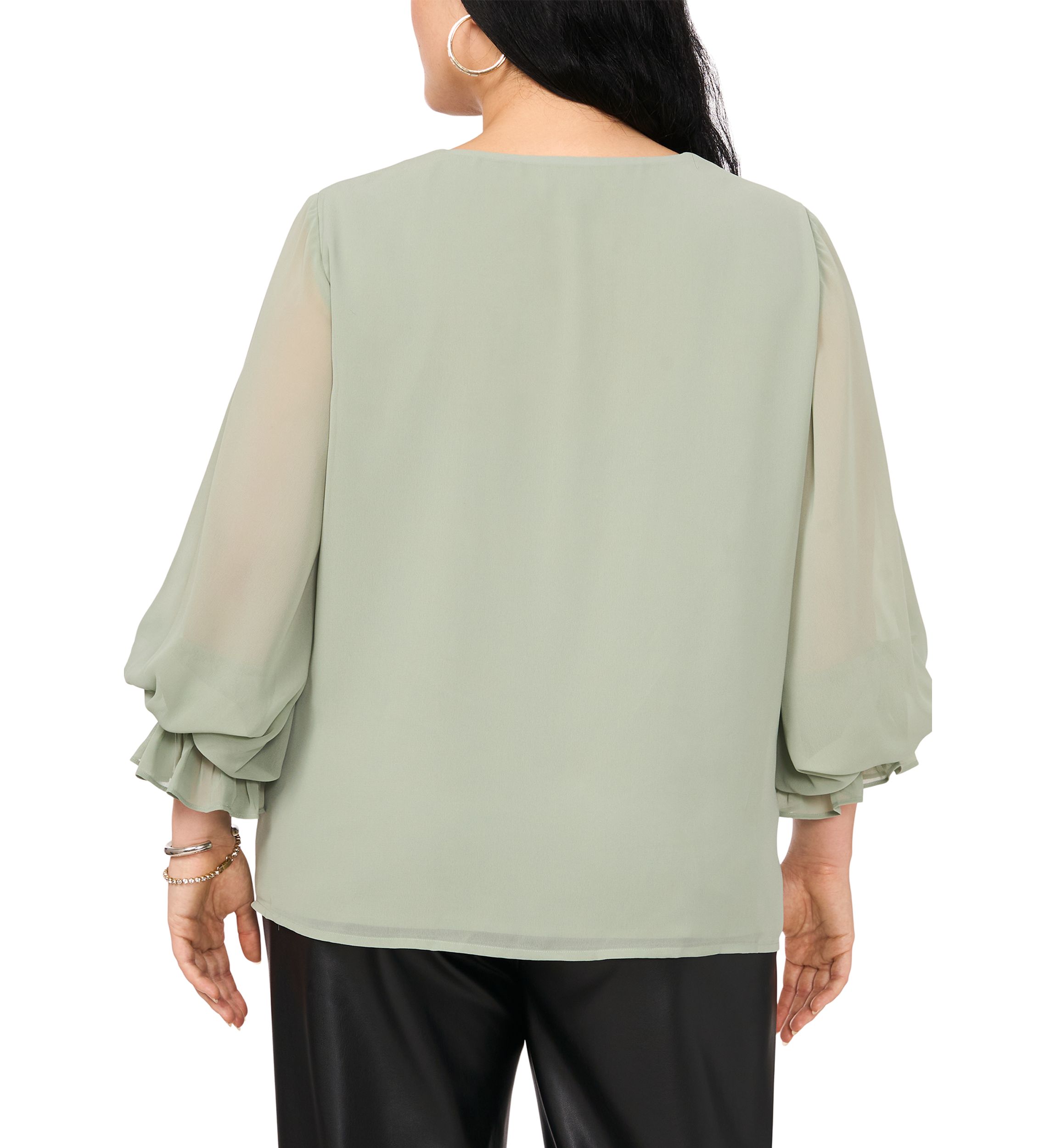Plus Size Woven V-Neck Blouse