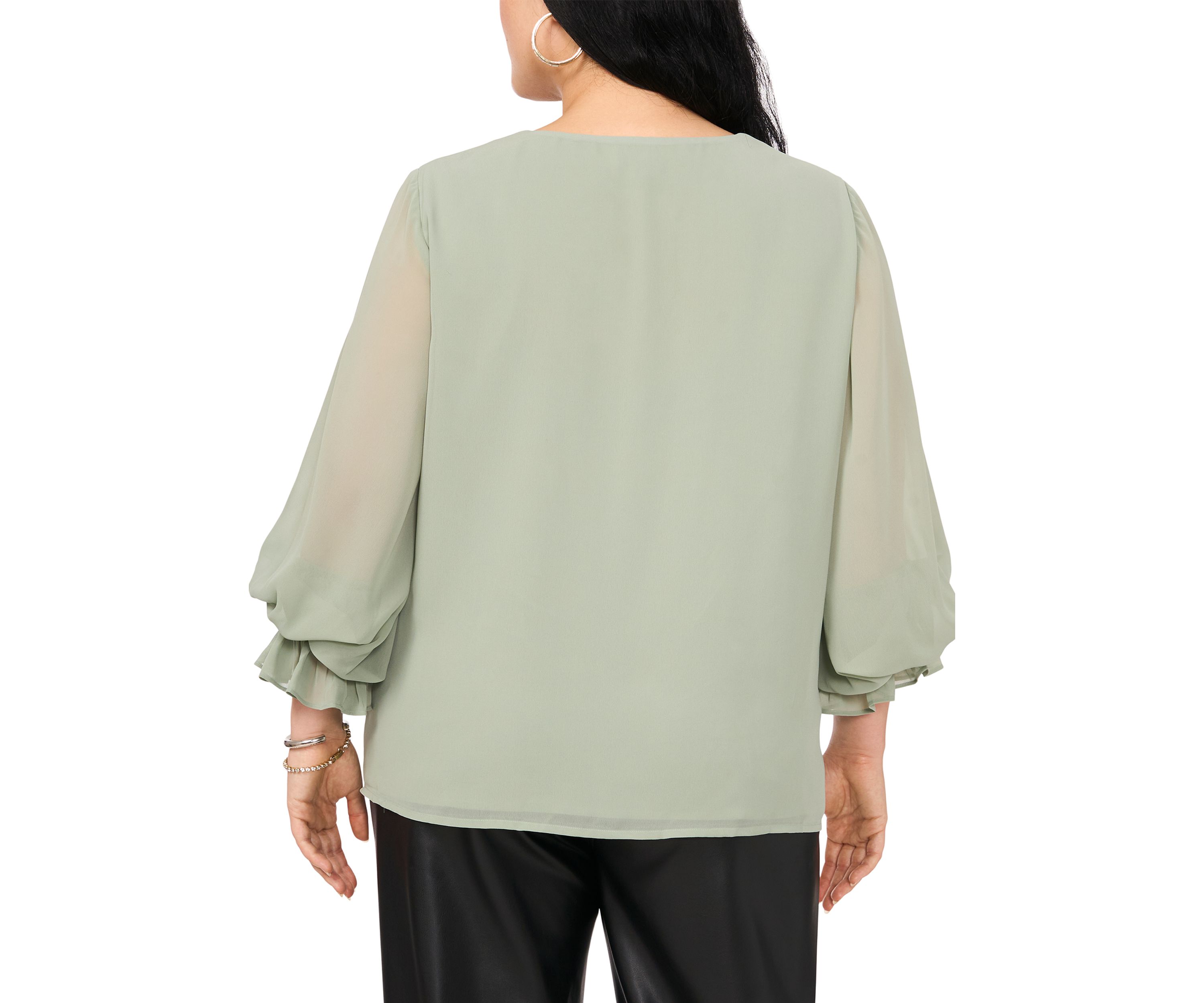 Plus Size Woven V-Neck Blouse