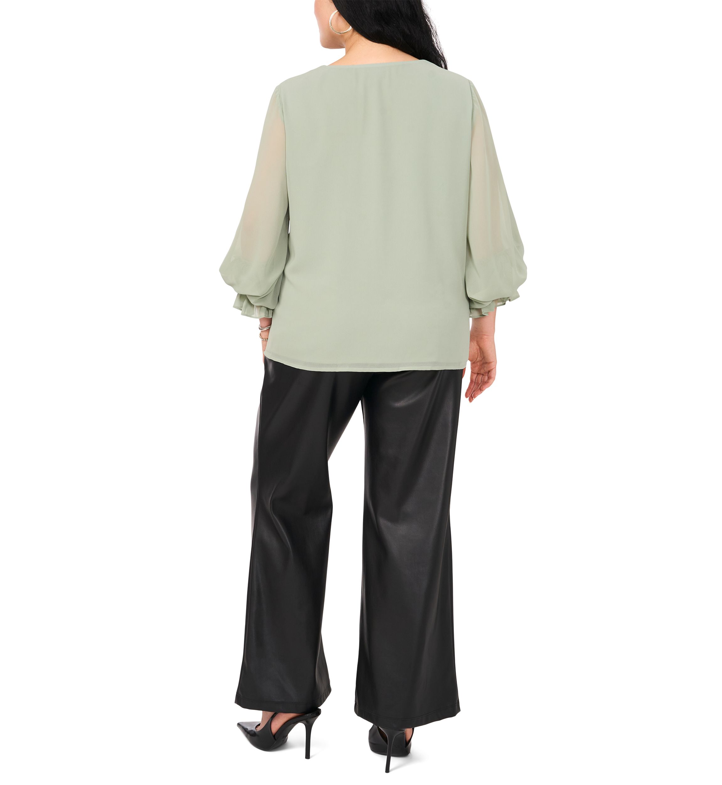 Plus Size Woven V-Neck Blouse