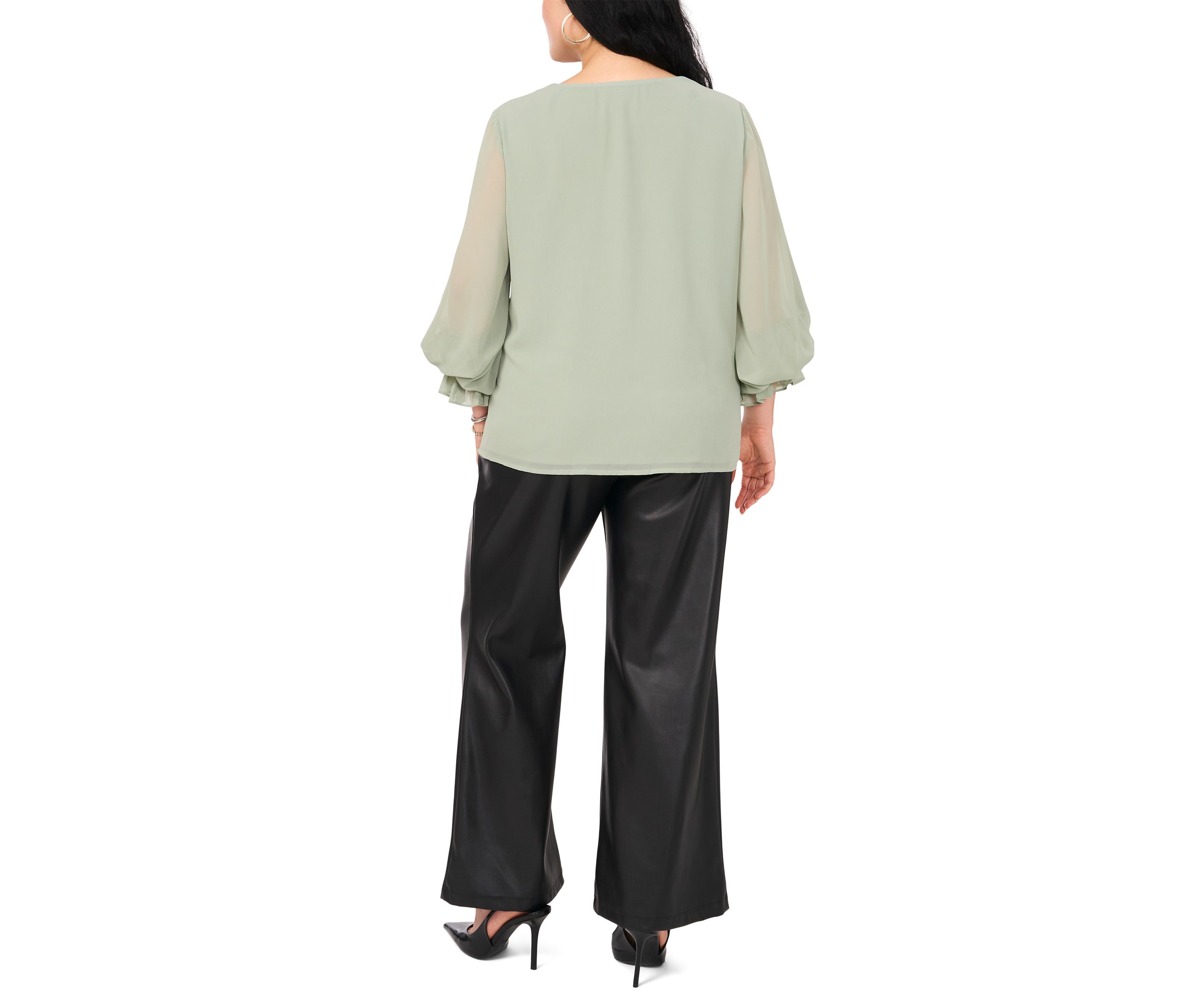 Plus Size Woven V-Neck Blouse