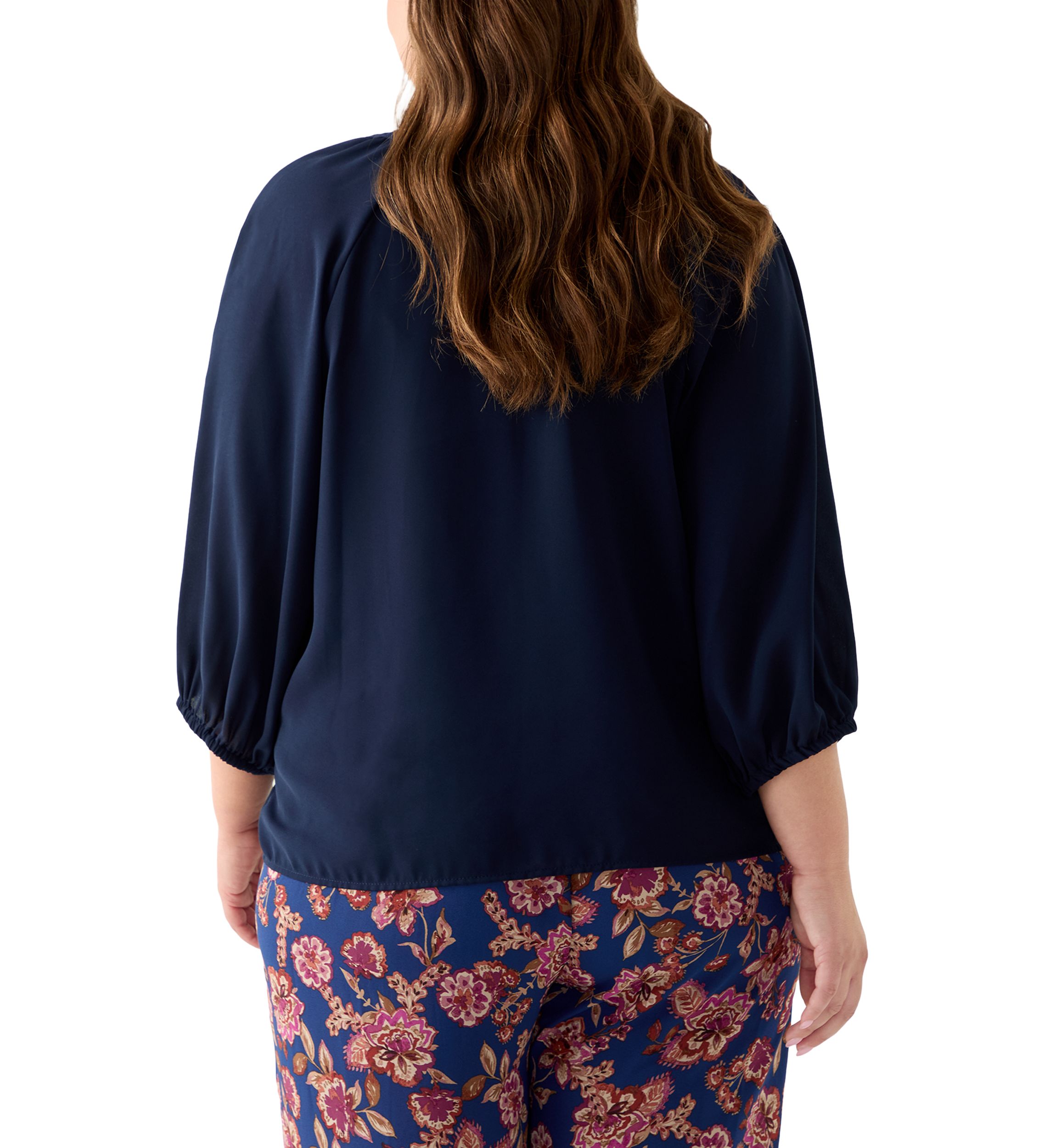 Plus Size Long Sleeve V-Neck Button Front Blouse