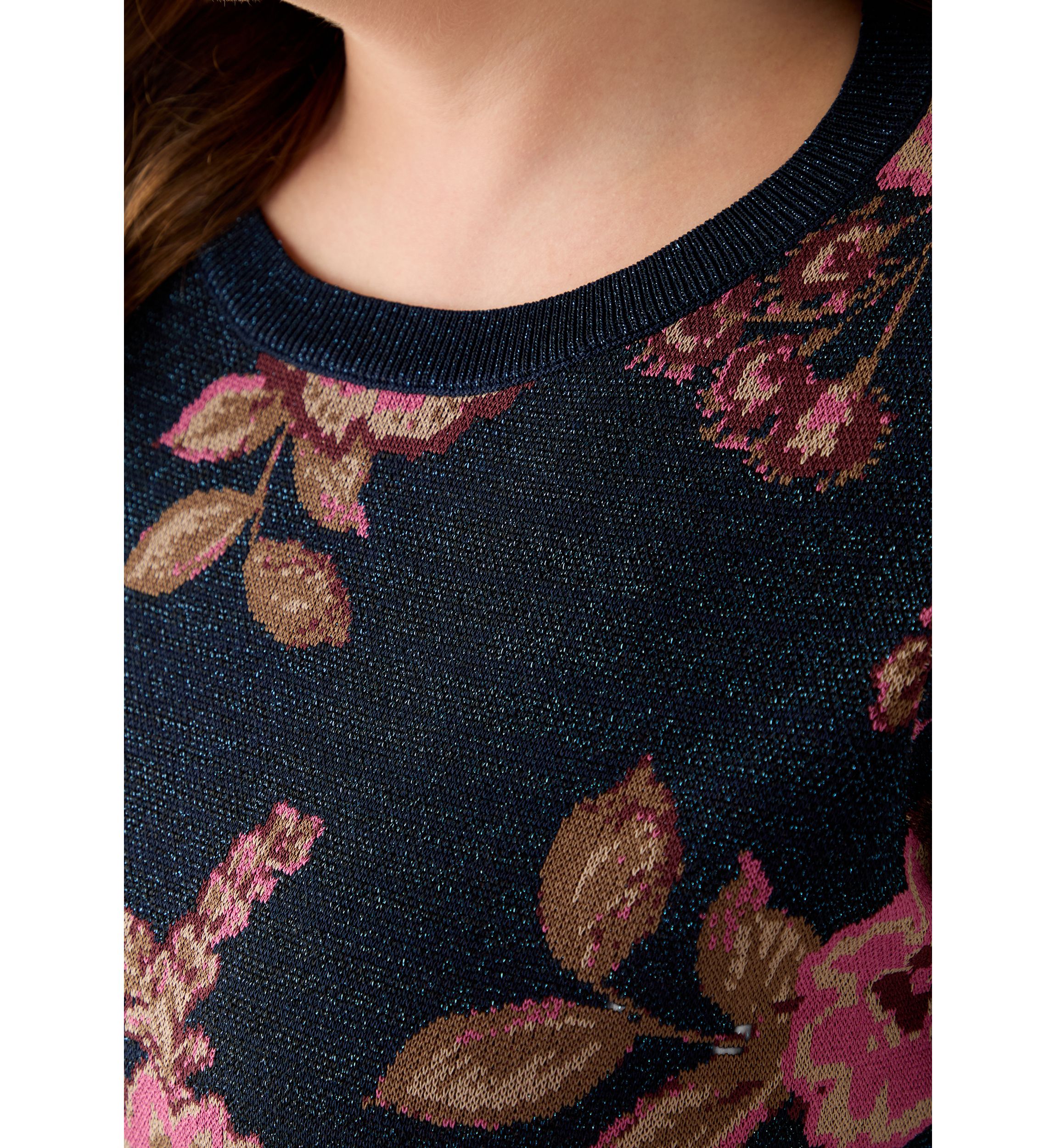 Plus Size Elbow Sleeve Printed Sweater 