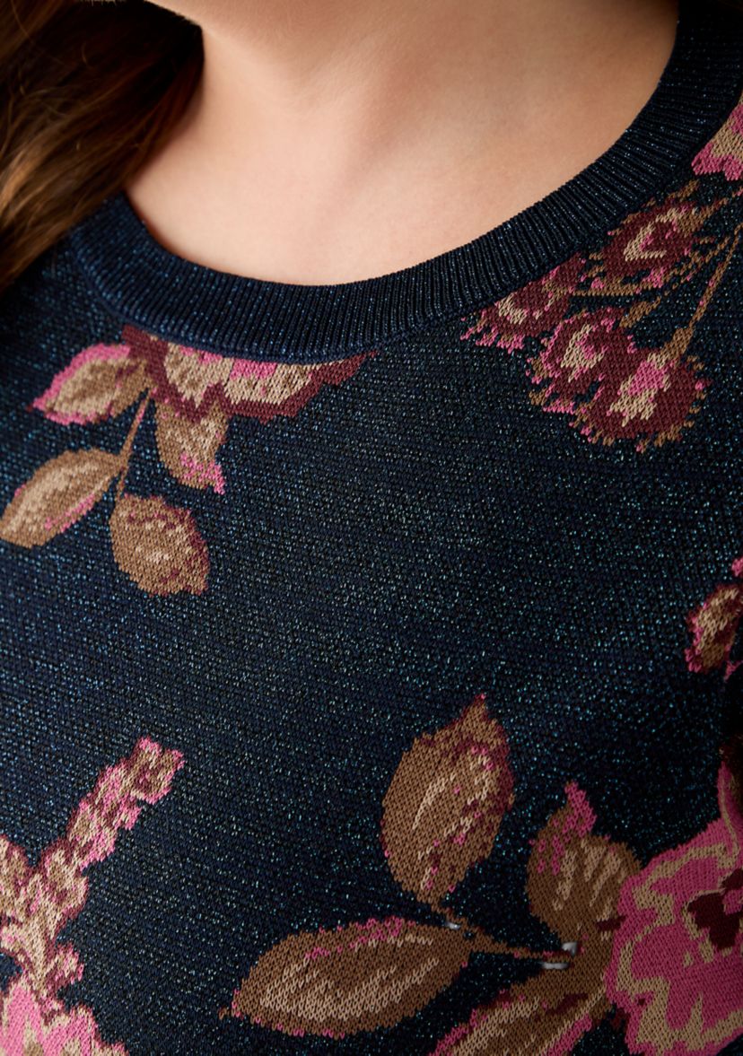 Plus Size Elbow Sleeve Printed Sweater 