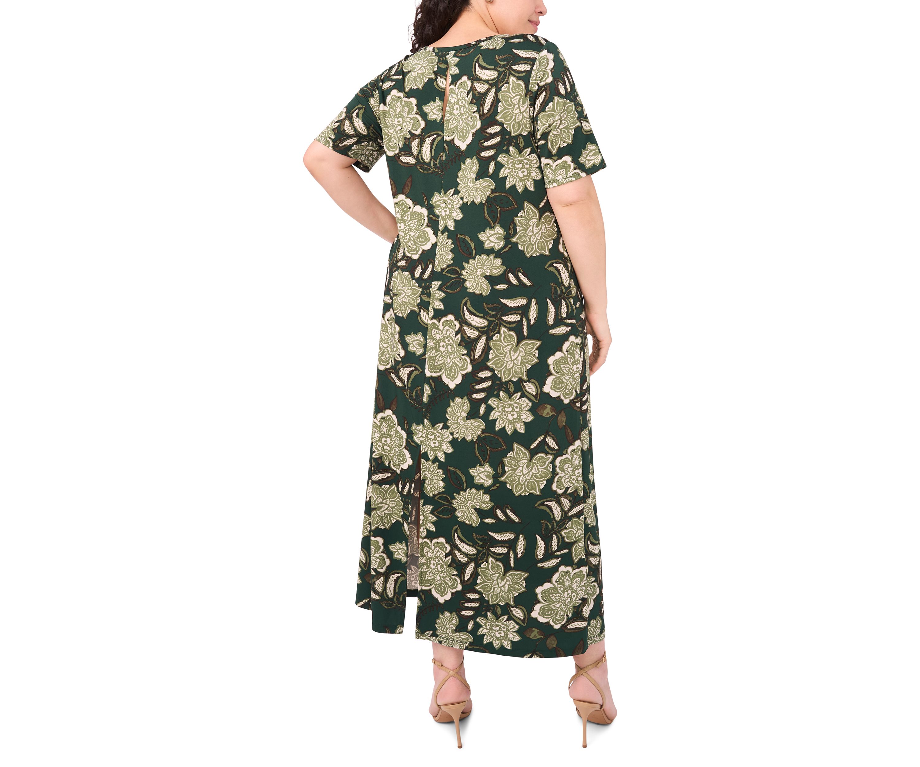 Plus Size Short Sleeve Crew Neck Maxi Dress
