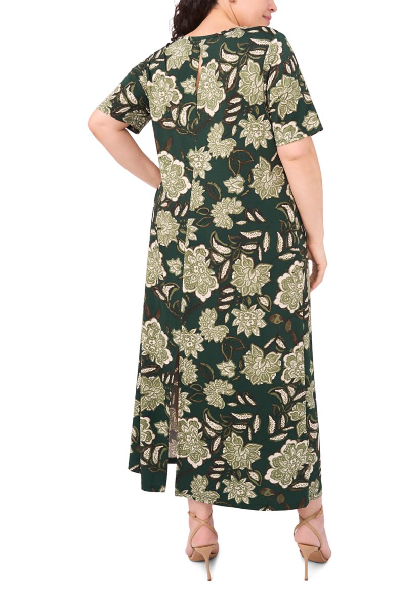 Plus Size Short Sleeve Crew Neck Maxi Dress