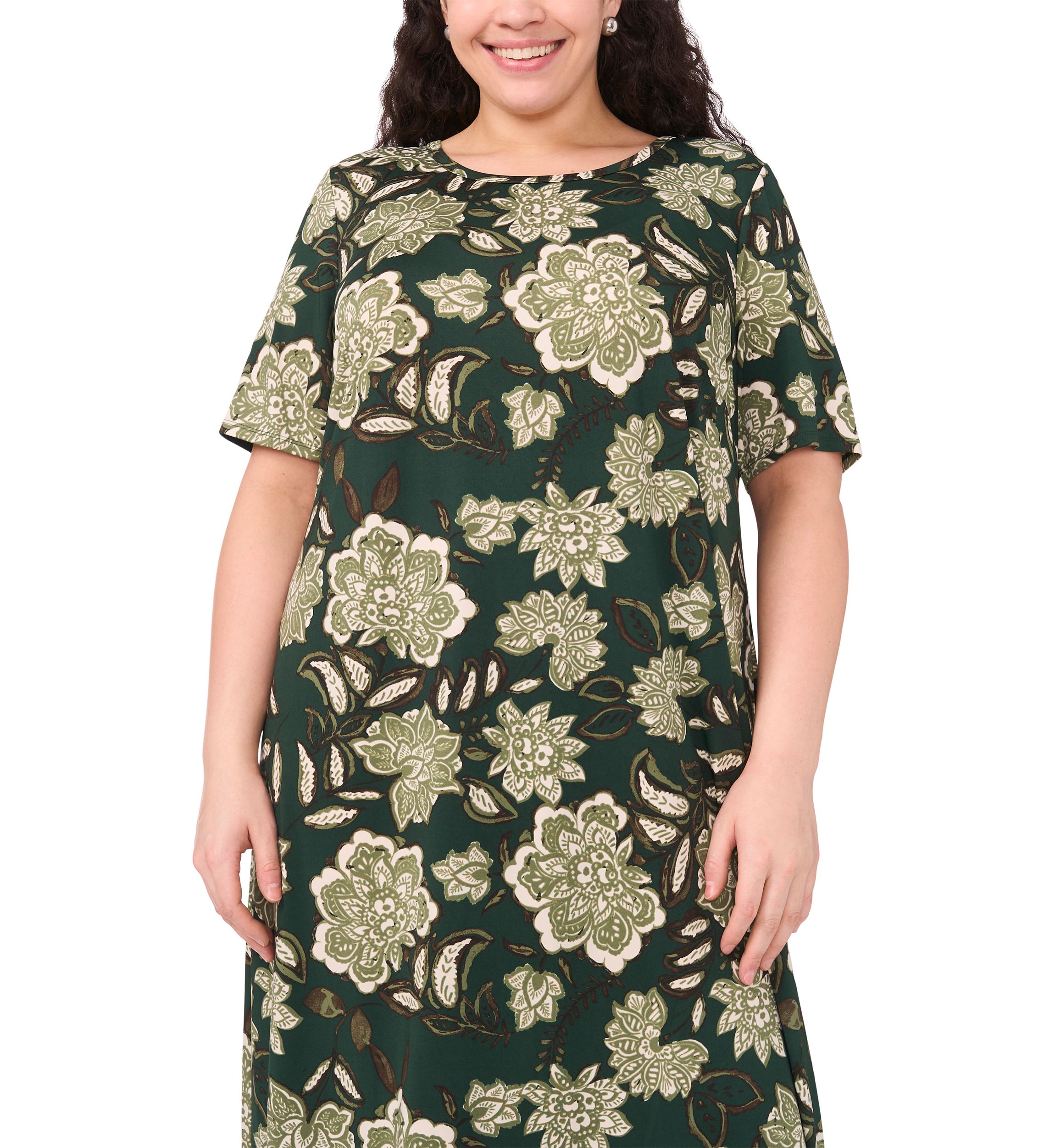 Plus Size Short Sleeve Crew Neck Maxi Dress