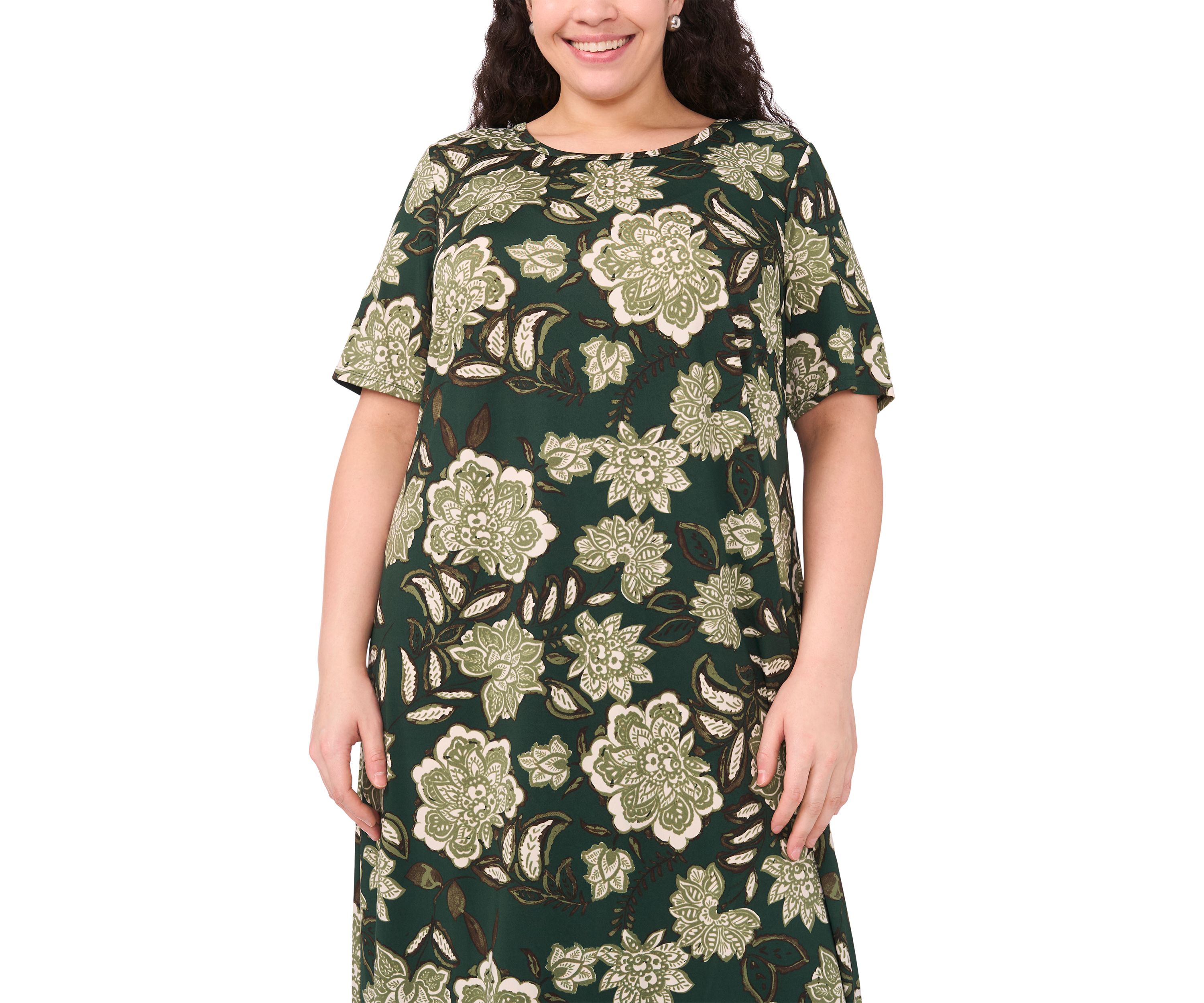 Plus Size Short Sleeve Crew Neck Maxi Dress